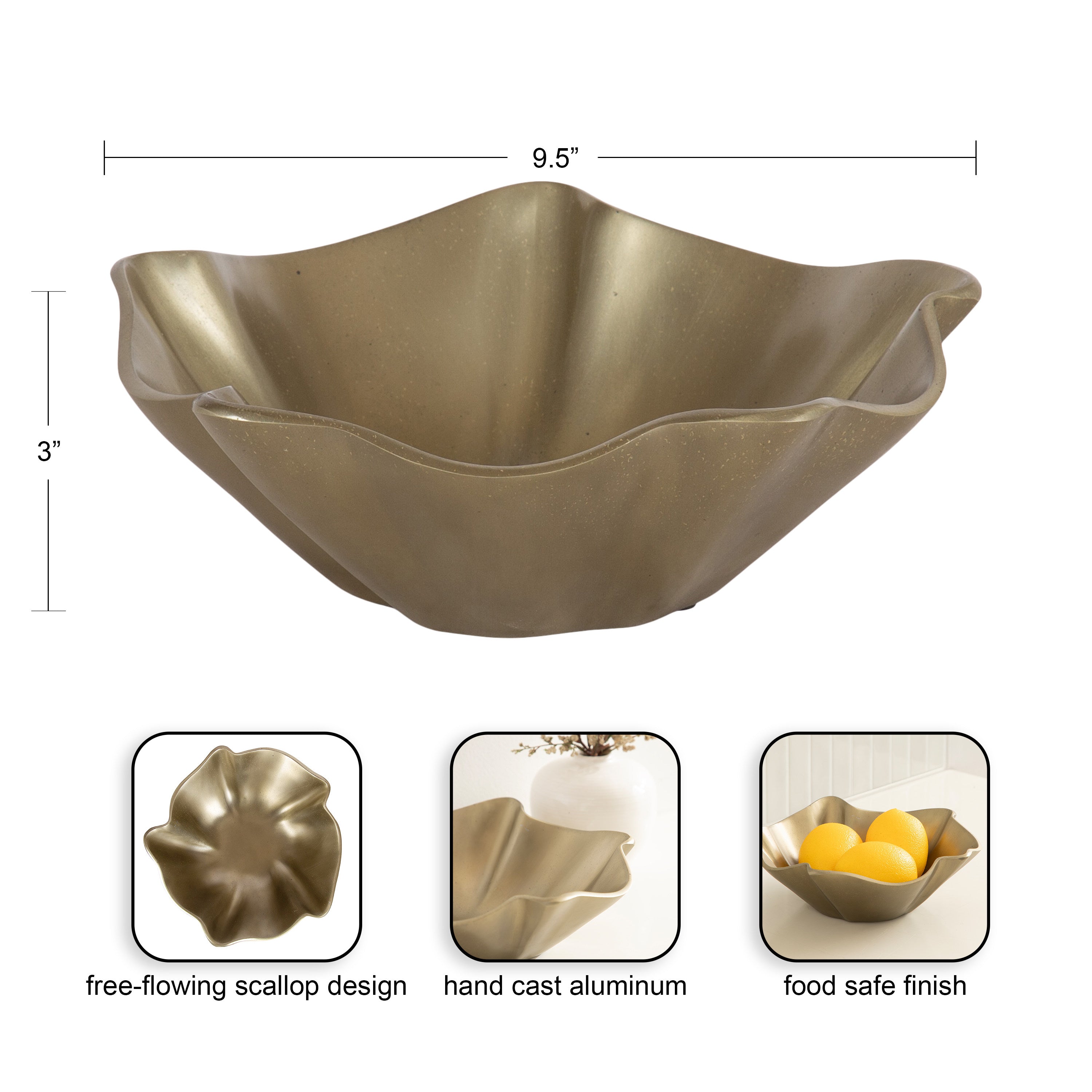 Serving Bowl Gold 10" diameter 2