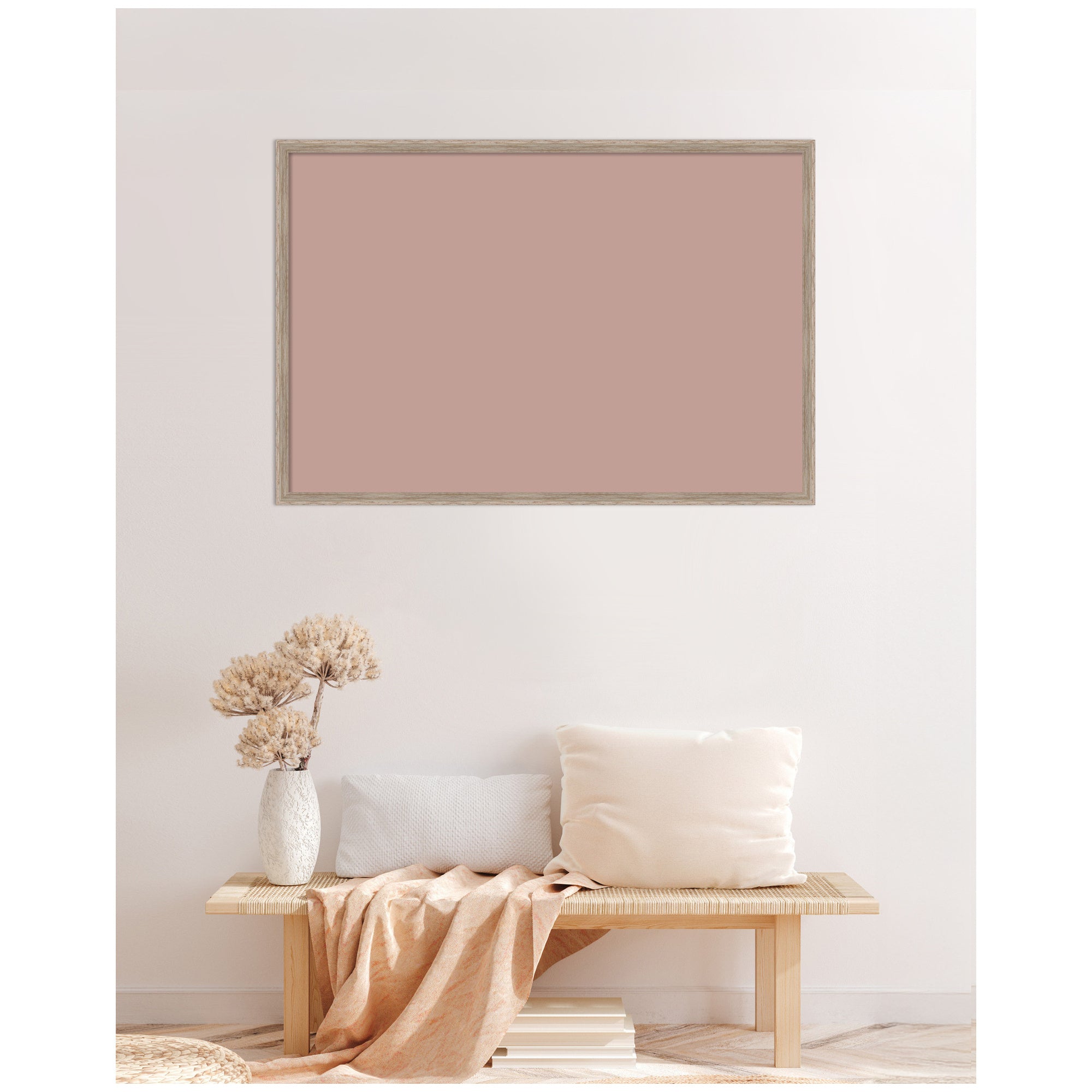 Framed Fabric Pinboard Blush Pink Clay Wall Organization