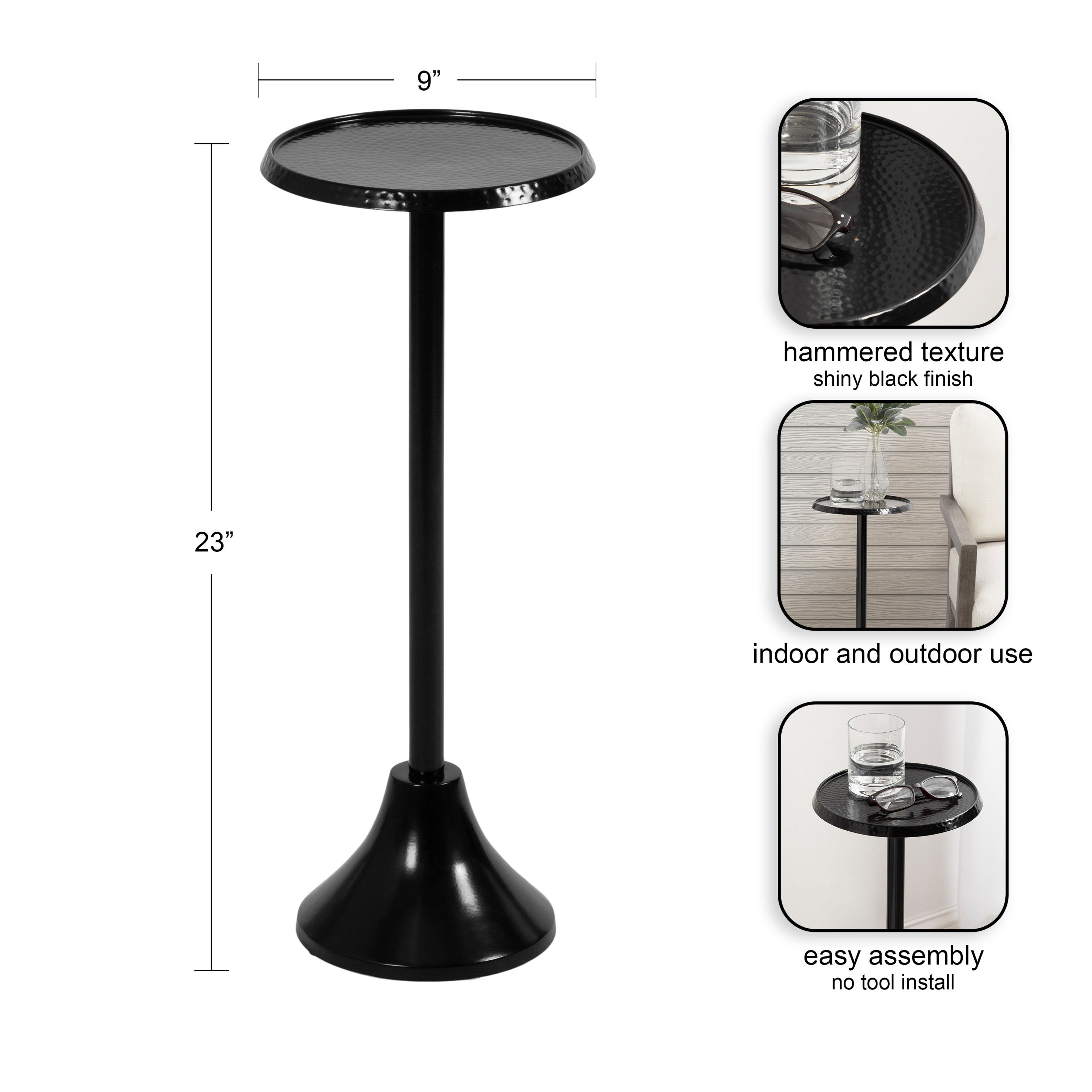 Drink Table Black 9x9x23 2