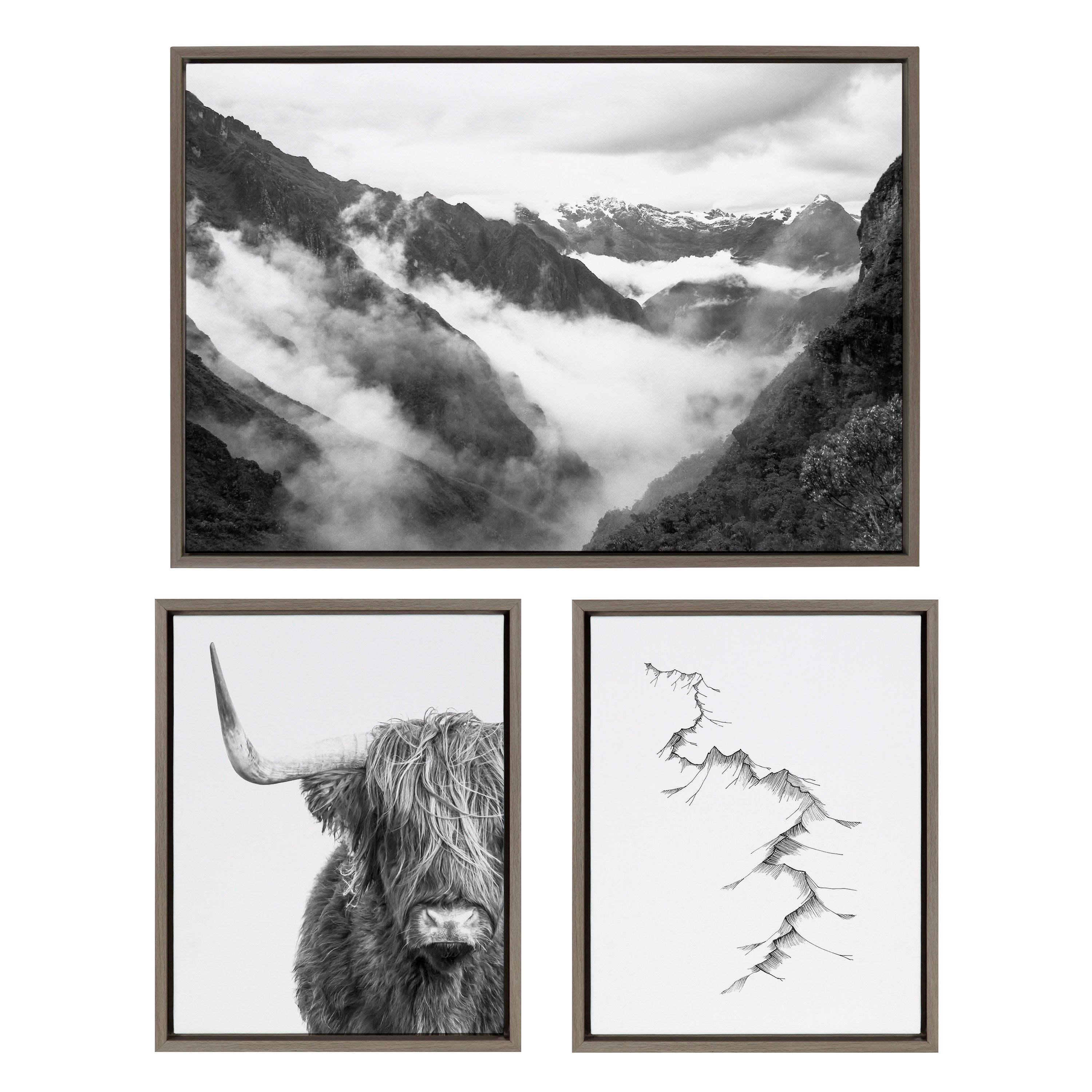 Art Set Sylvie Graywash 3 Piece Set 1