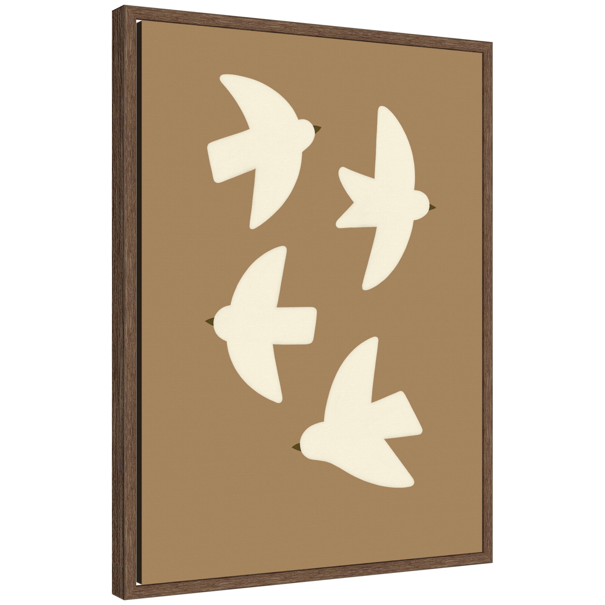 Minimalist Birds Poster 2 Brown by Laura Moss Framed Canvas Wall Art Print