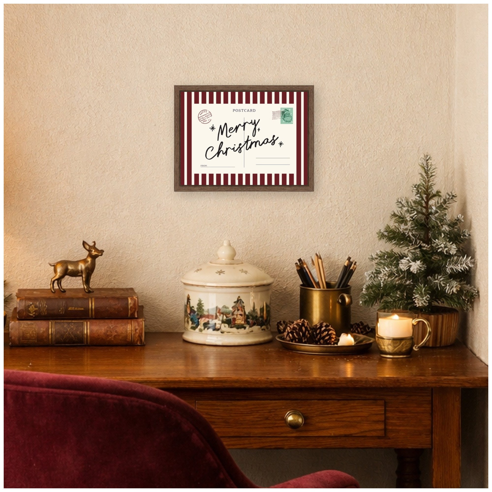 Framed Canvas Sylvie Walnut 13x10 6