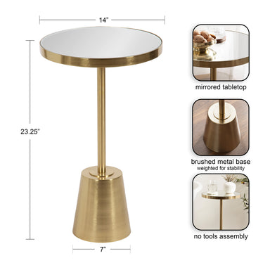 Side Table Mirror Gold 14x14x24 2