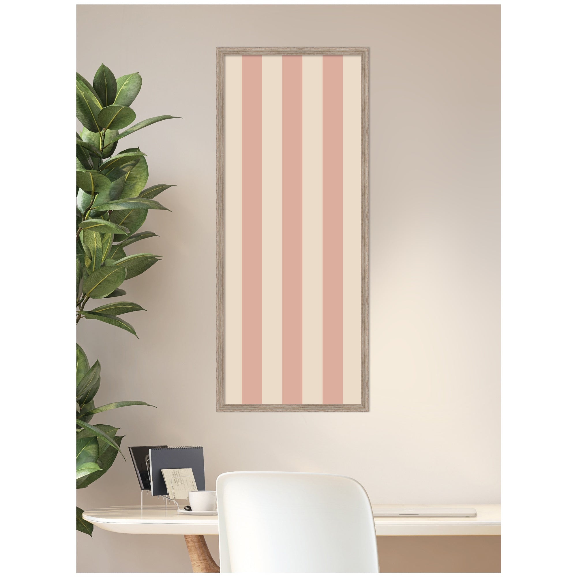 Framed Fabric Pinboard Wide Stripes Pink Wall Organization