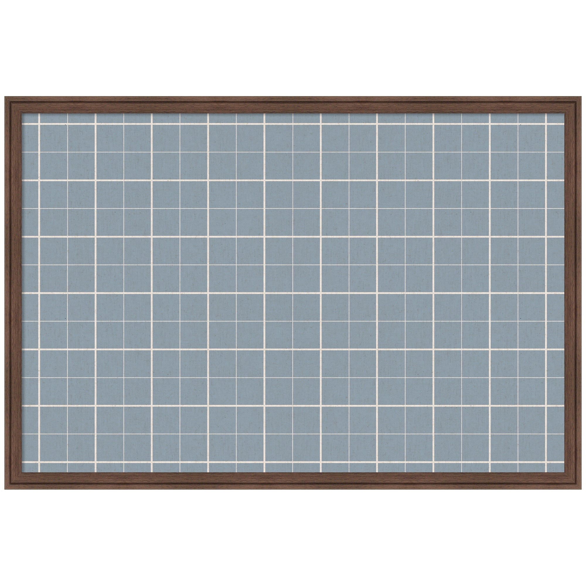 Framed Fabric Pinboard Light Blue Plaid Wall Organization