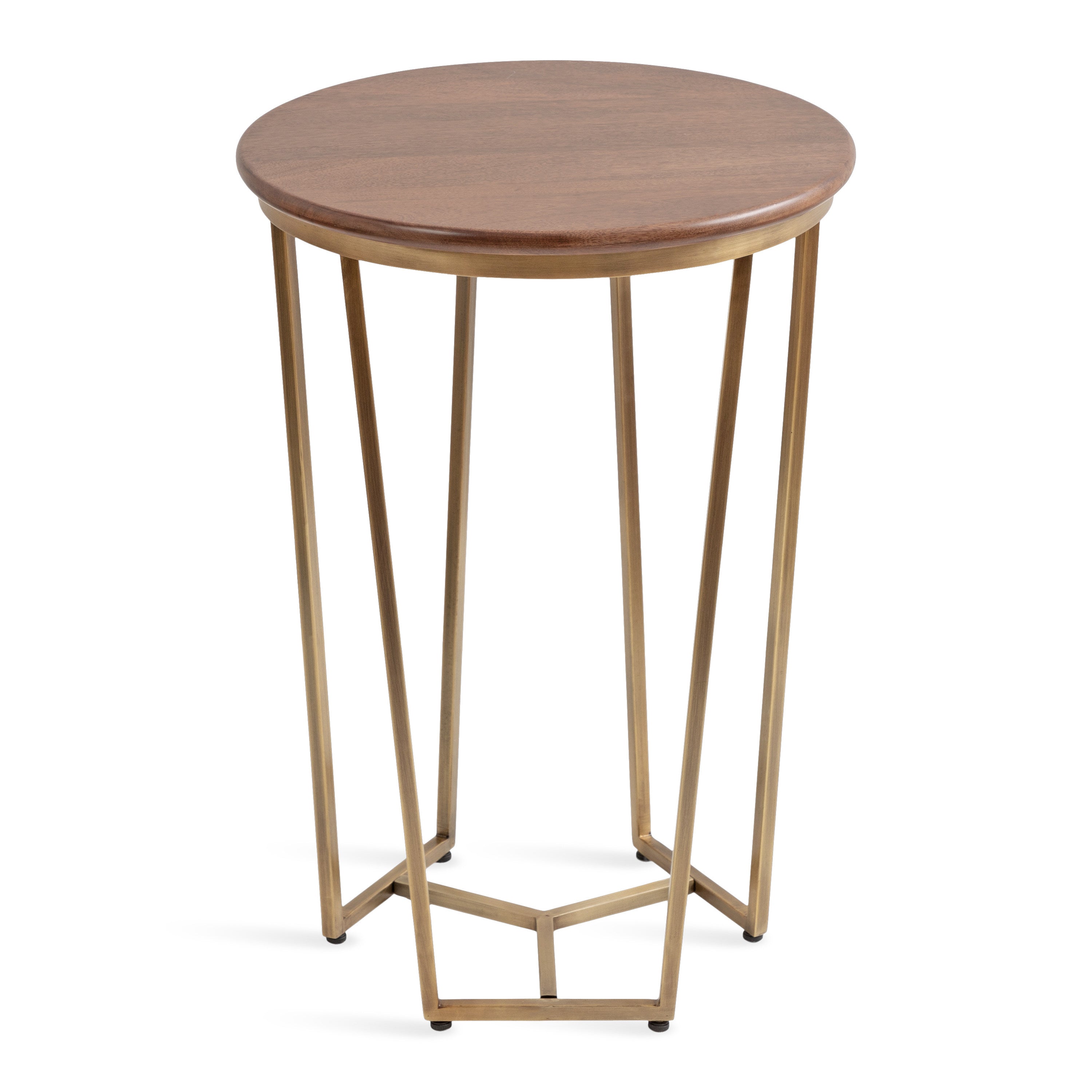 Side Table Walnut Brown Gold 16x16x24 1