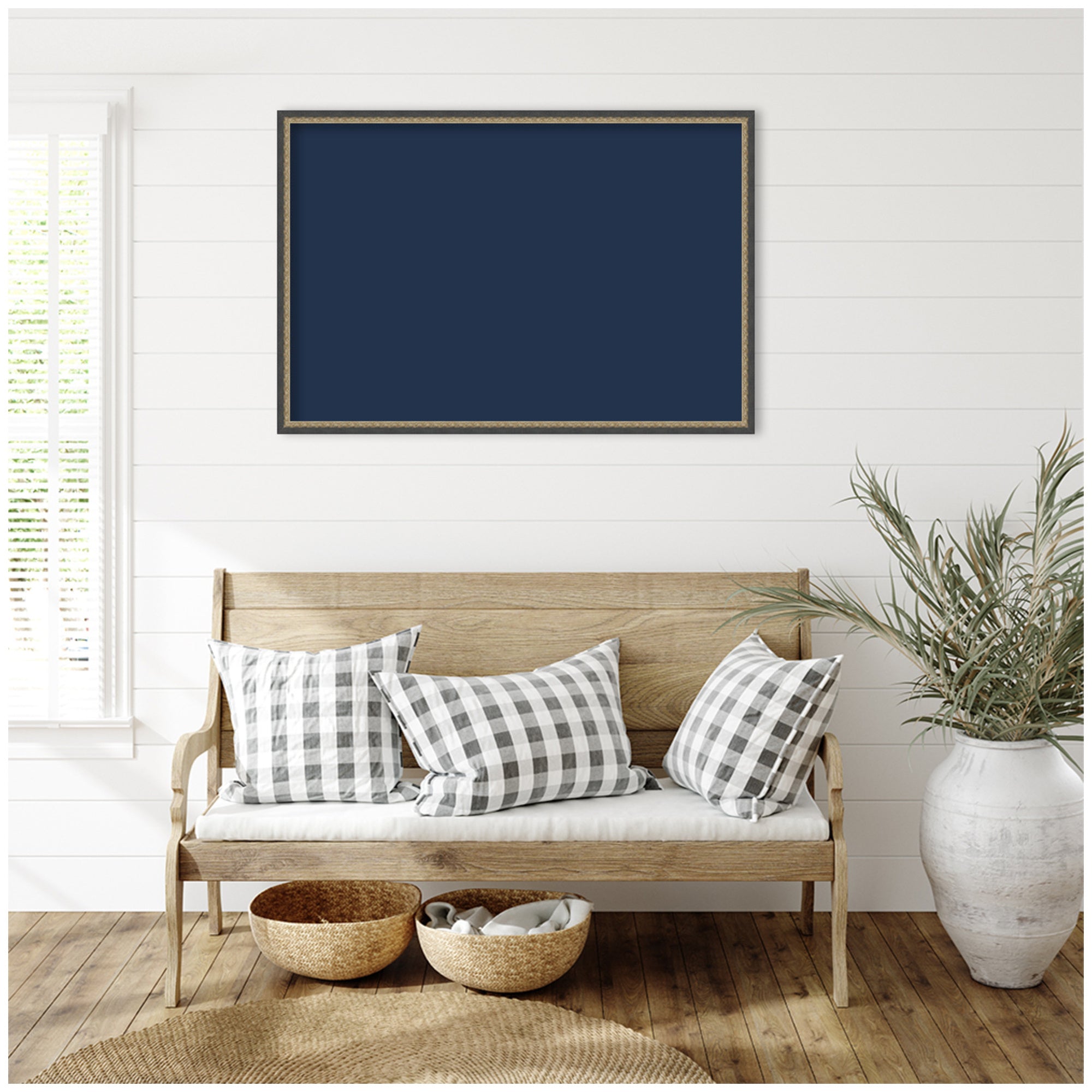Framed Fabric Pinboard Midnight Harbor Blue Wall Organization