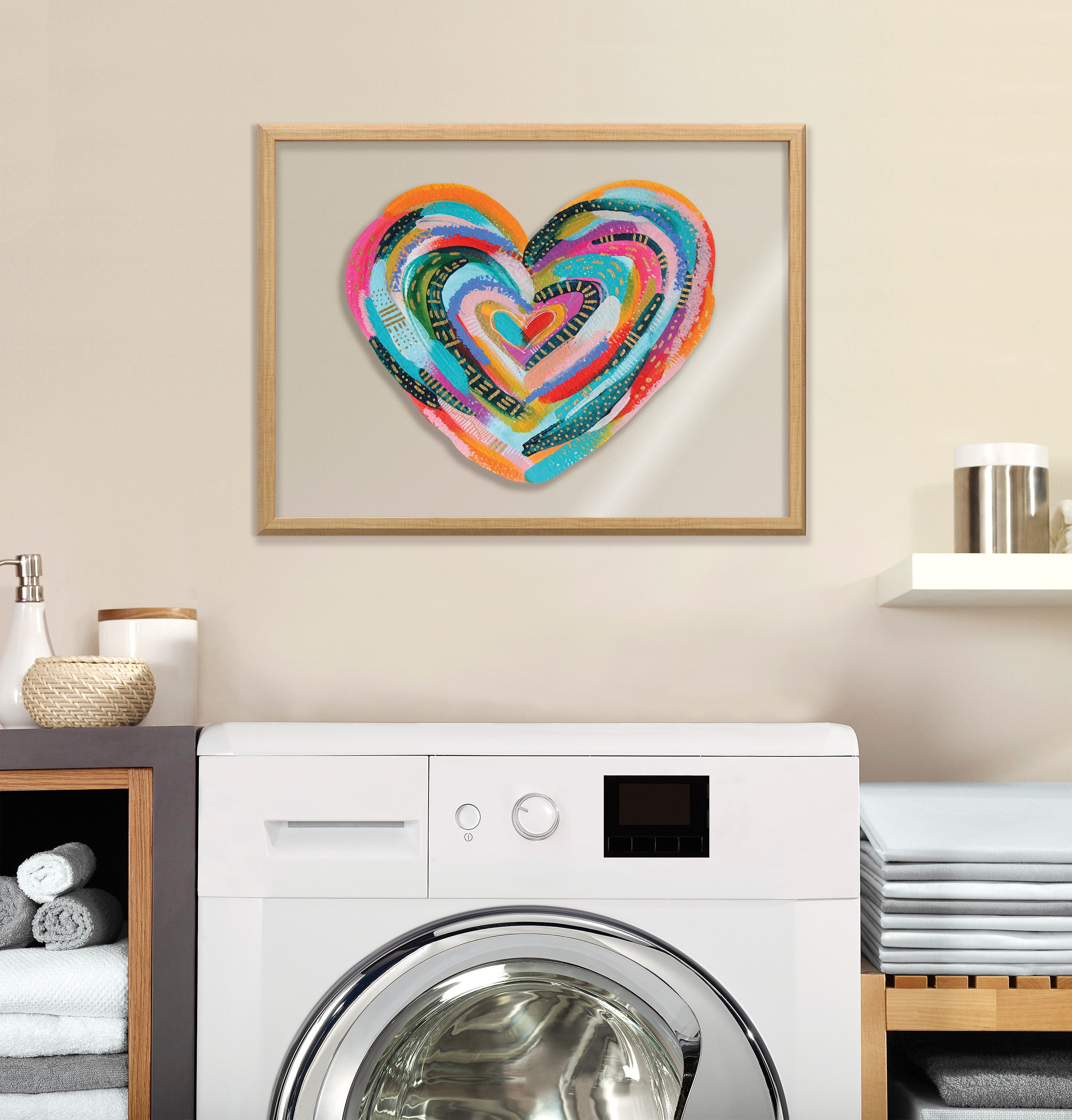 Blake Labyrinth Heart Framed Printed Glass by Jessi Raulet of Ettavee