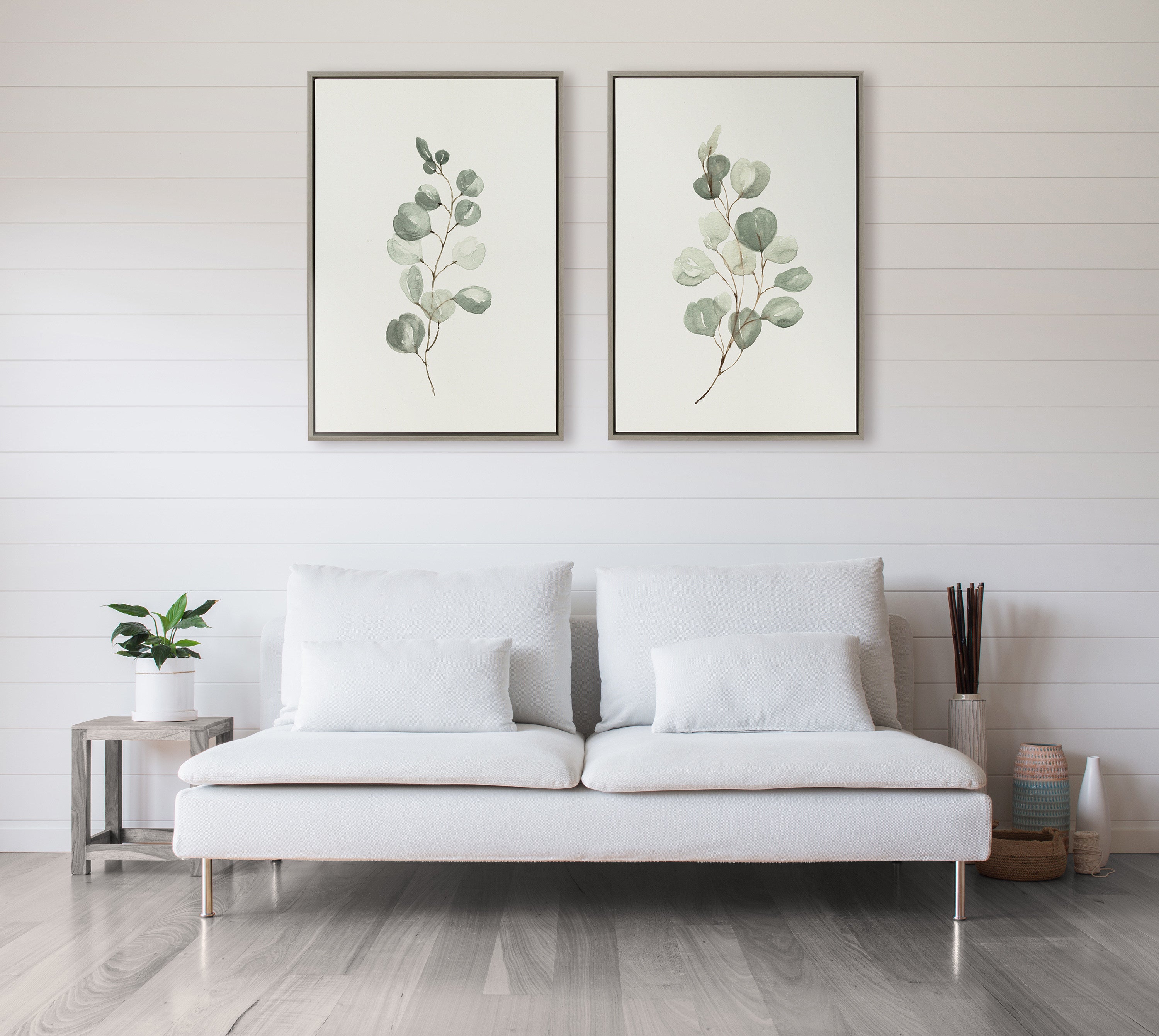 Sylvie Eucalyptus Framed Canvas Set by Maja Mitrovic of Makes My Day Happy