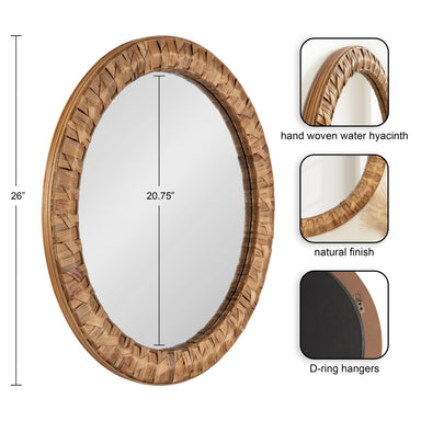 Round Mirror Rustic Brown 26x26 2