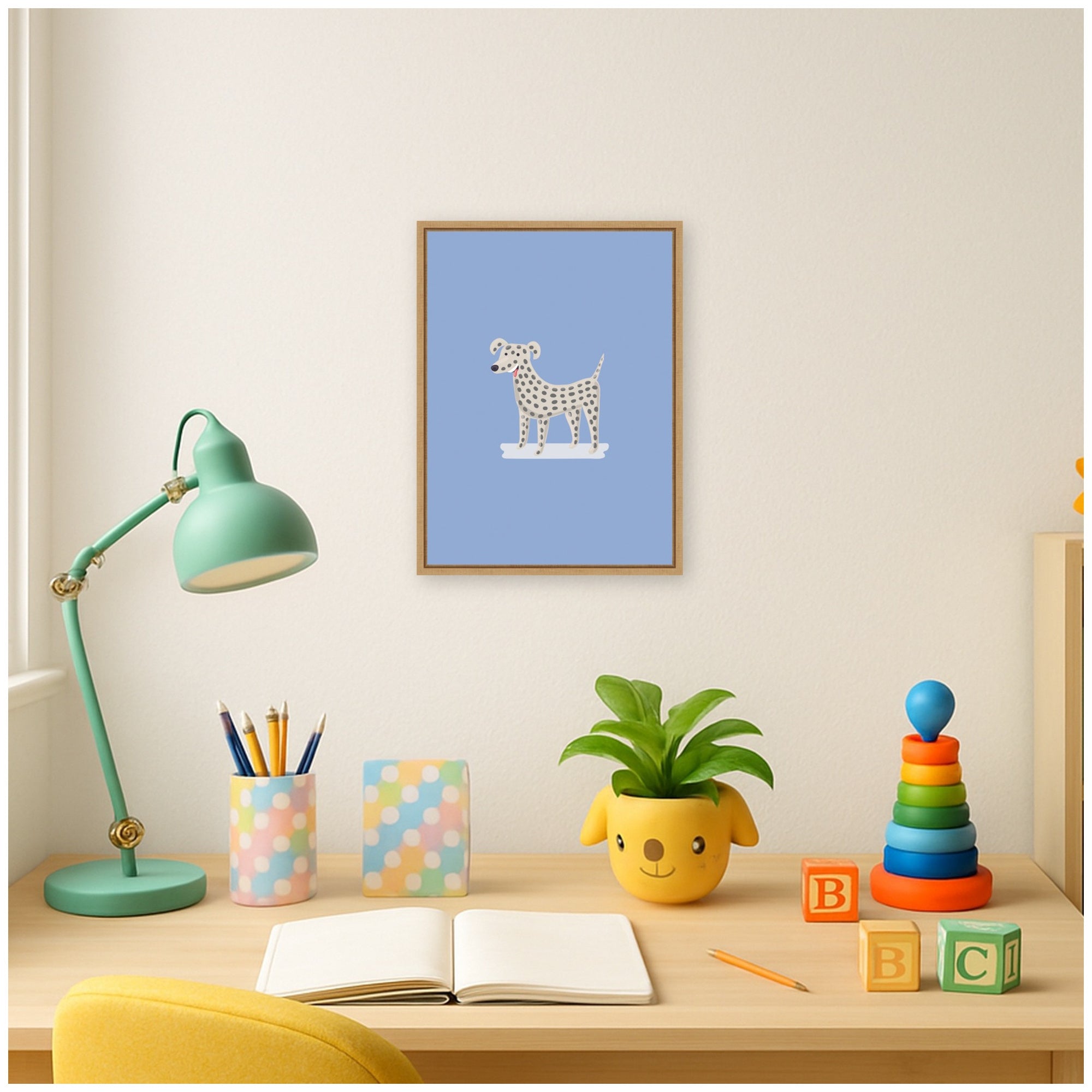 Dalmatian Dog Modern Pet Lover by Laura Moss Framed Canvas Wall Art Print