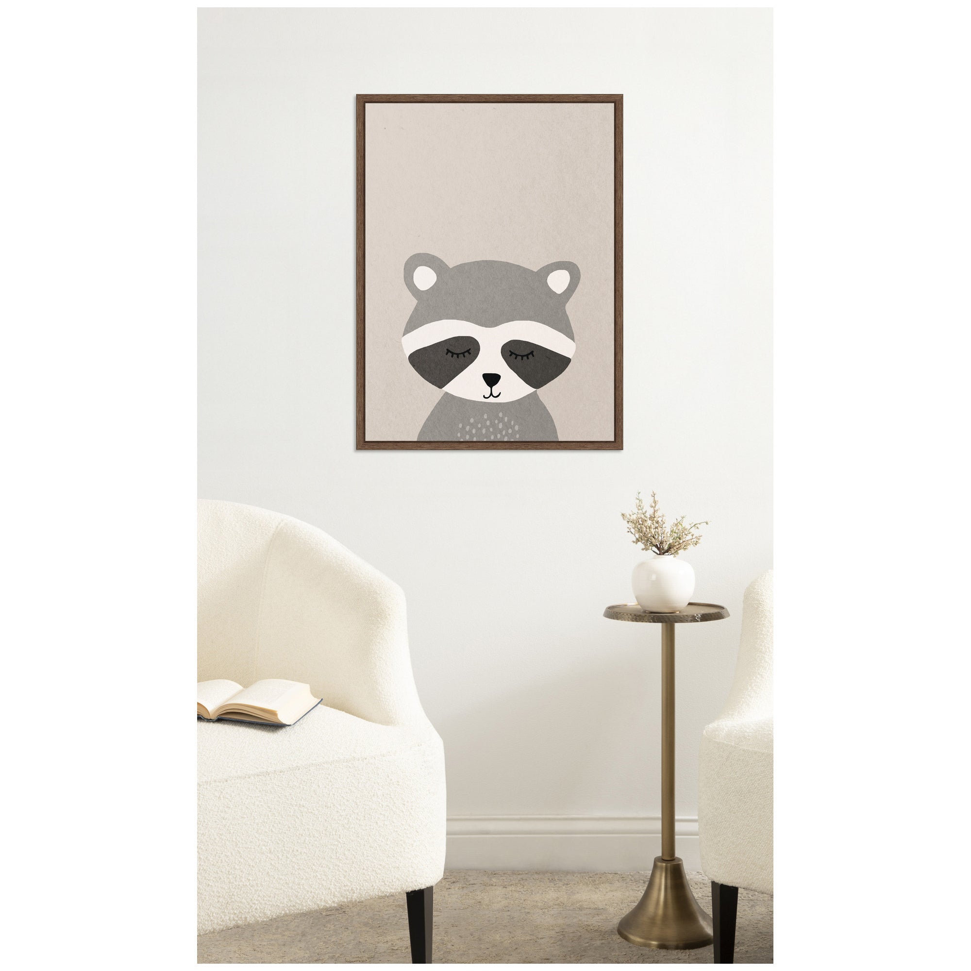 Raccoon by July Art Prints Framed Canvas Wall Art Print