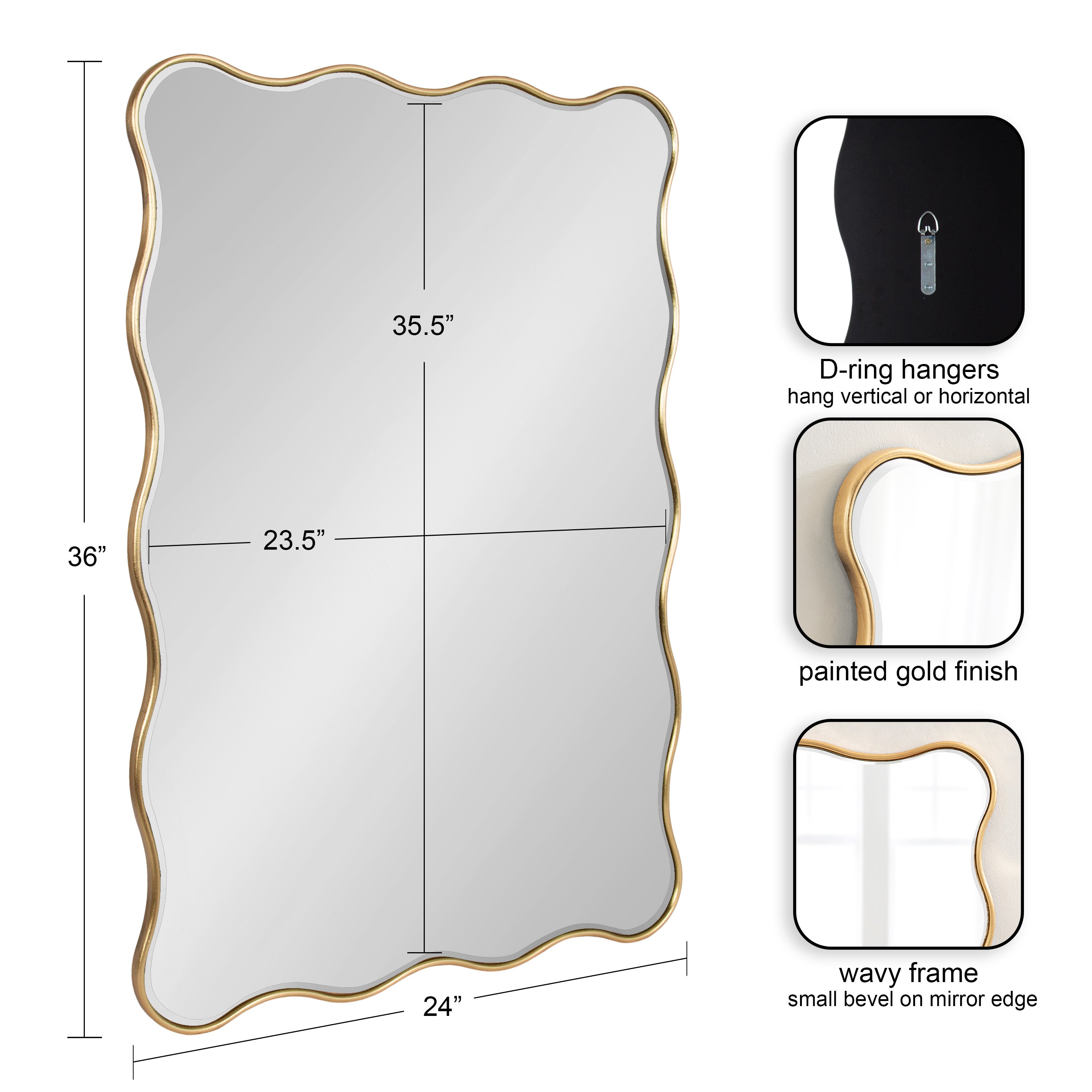 Viona Rectangle Scalloped Mirror