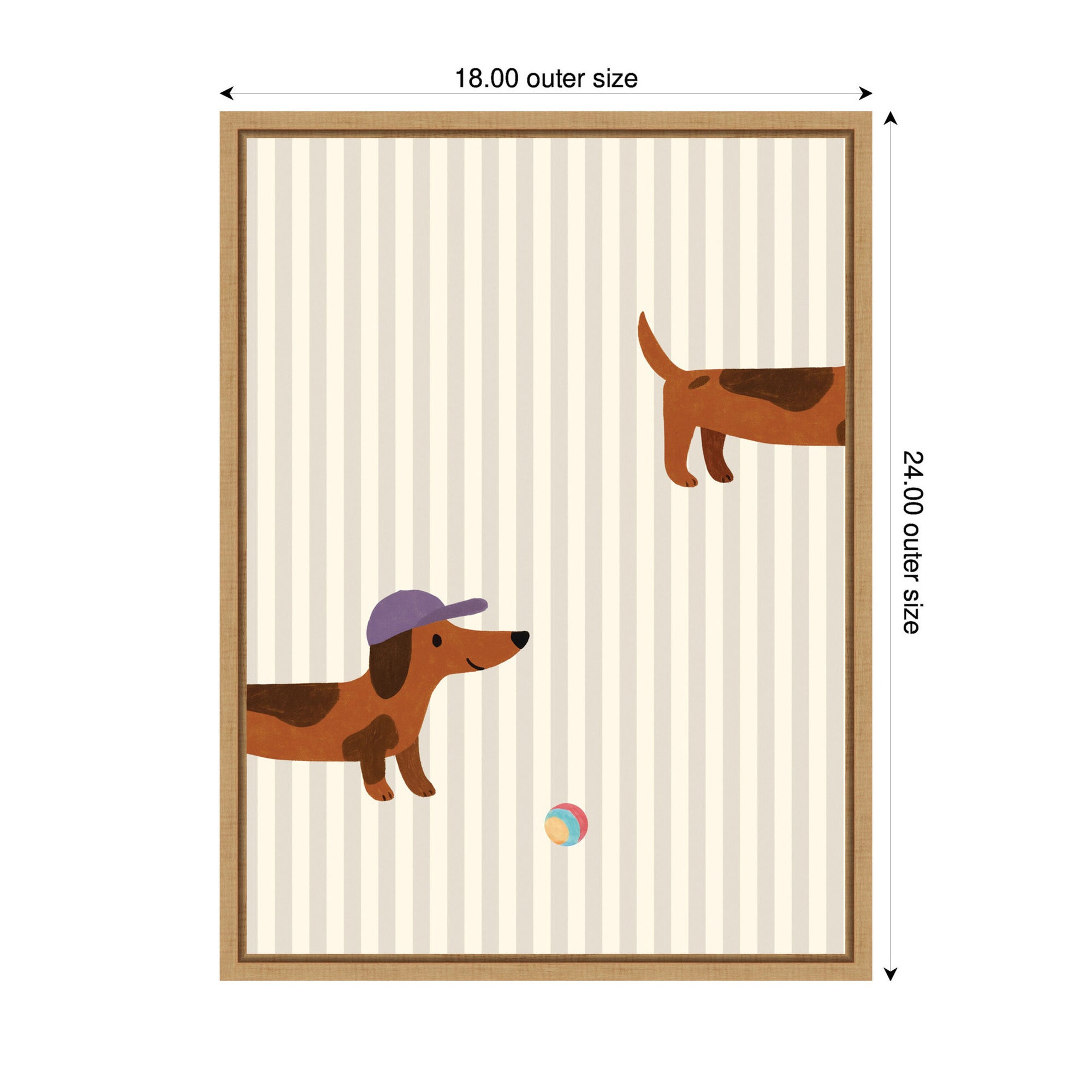 Playful Dachshund Puppy Striped by Laura Moss Framed Canvas Wall Art Print