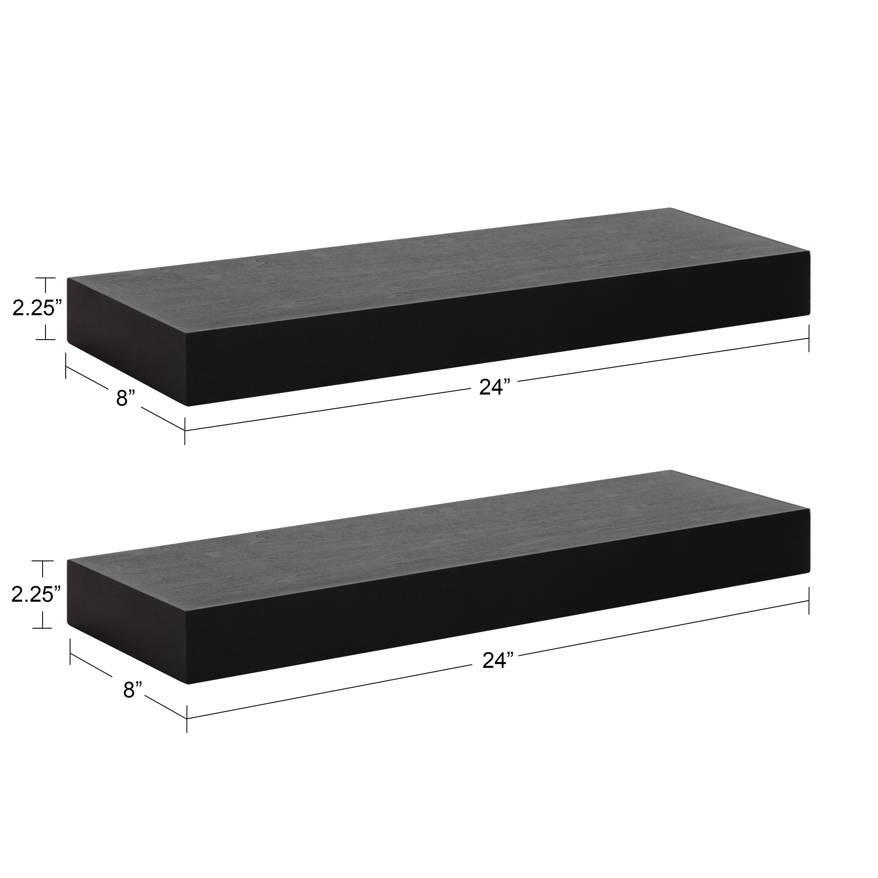 Floating Shelf 2 Piece 24 Inch Black 2
