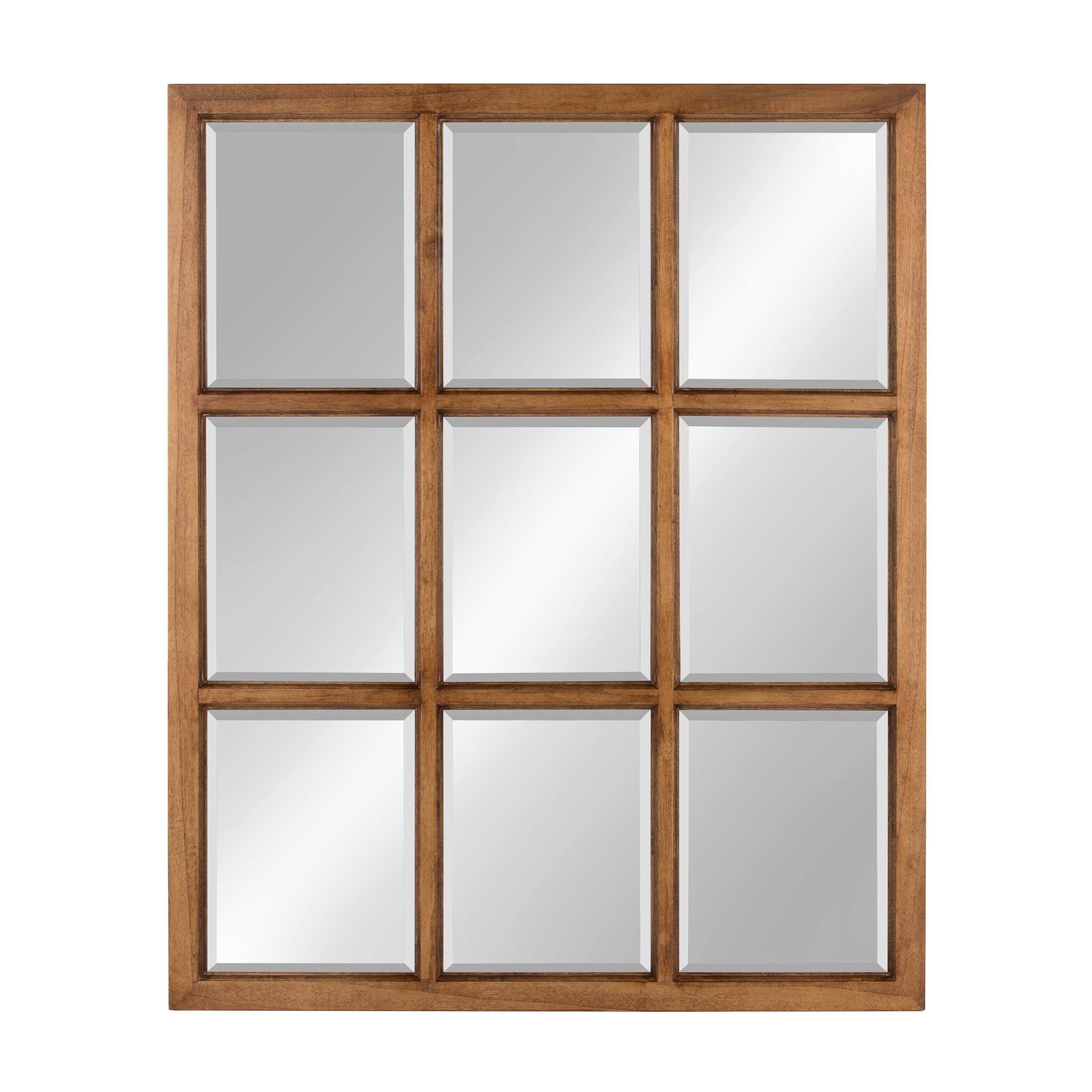Windowpane Mirror Brown 26x32 1