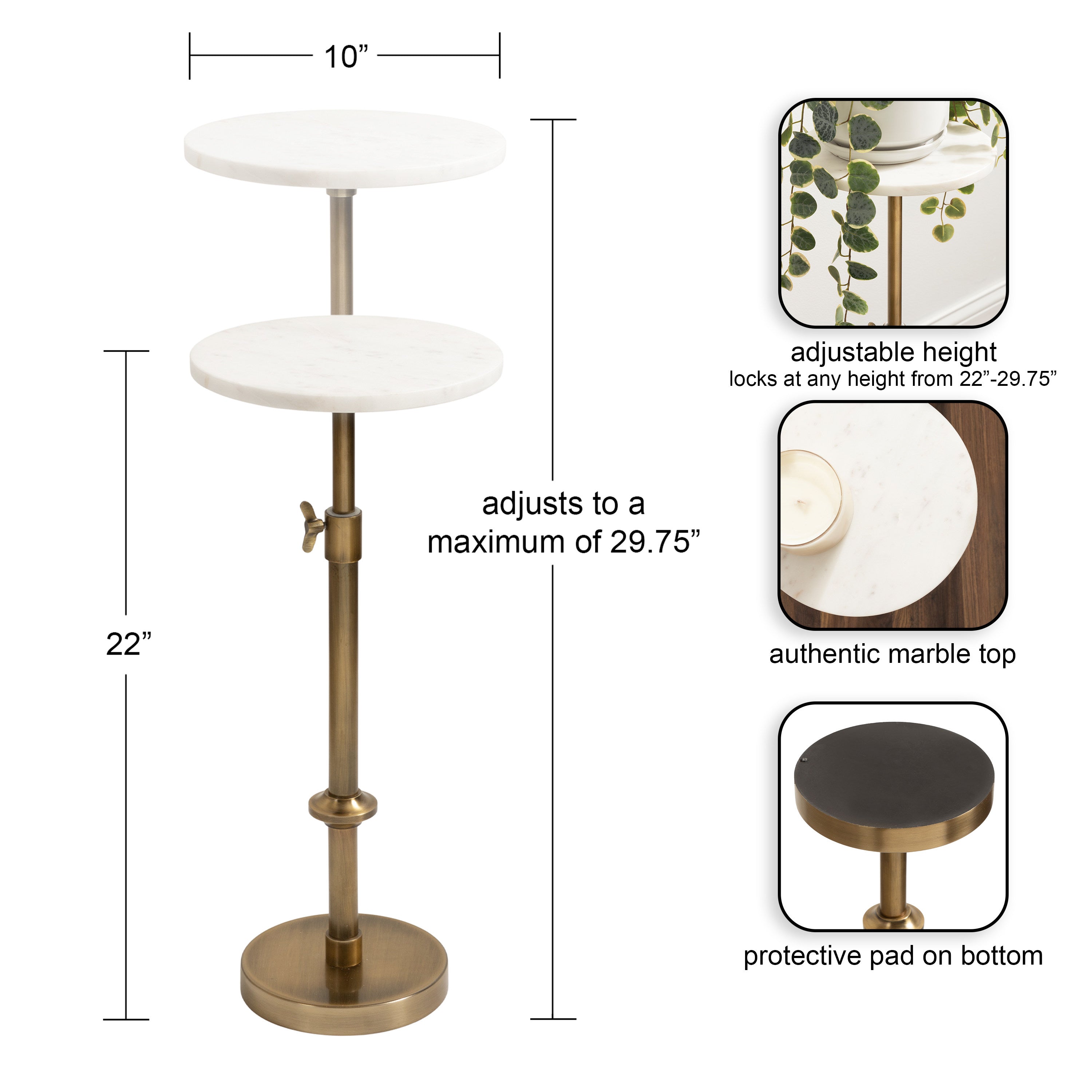 Drink Table White Gold 10x10x30 2