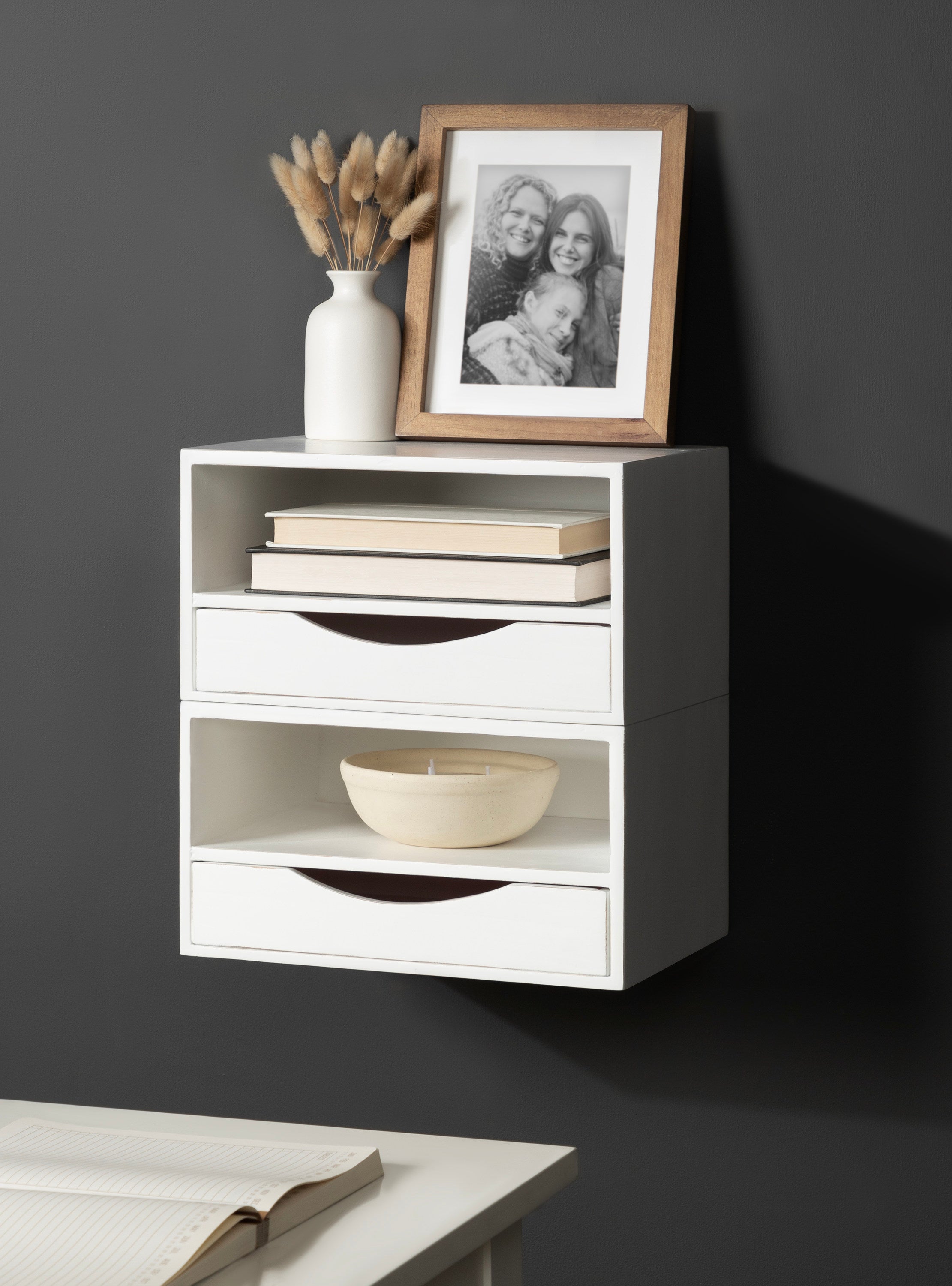 Floating Side Table White 12.5x10x7 8