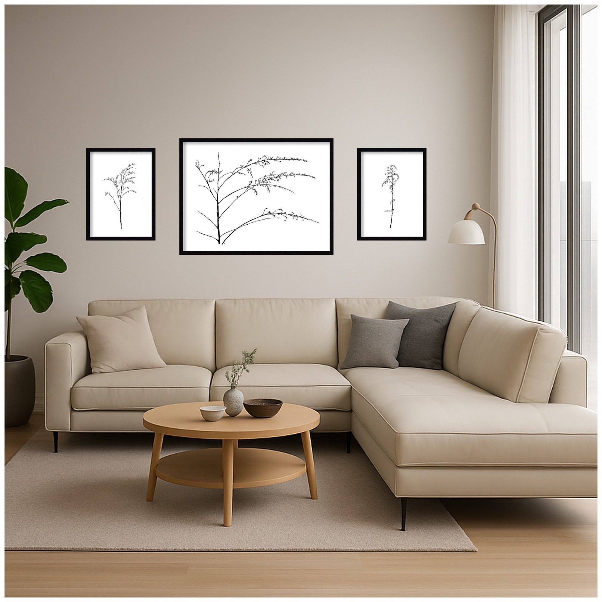 Framed Art Set 3 Piece Set 15x20/25x33 Svelte Noir Black 6