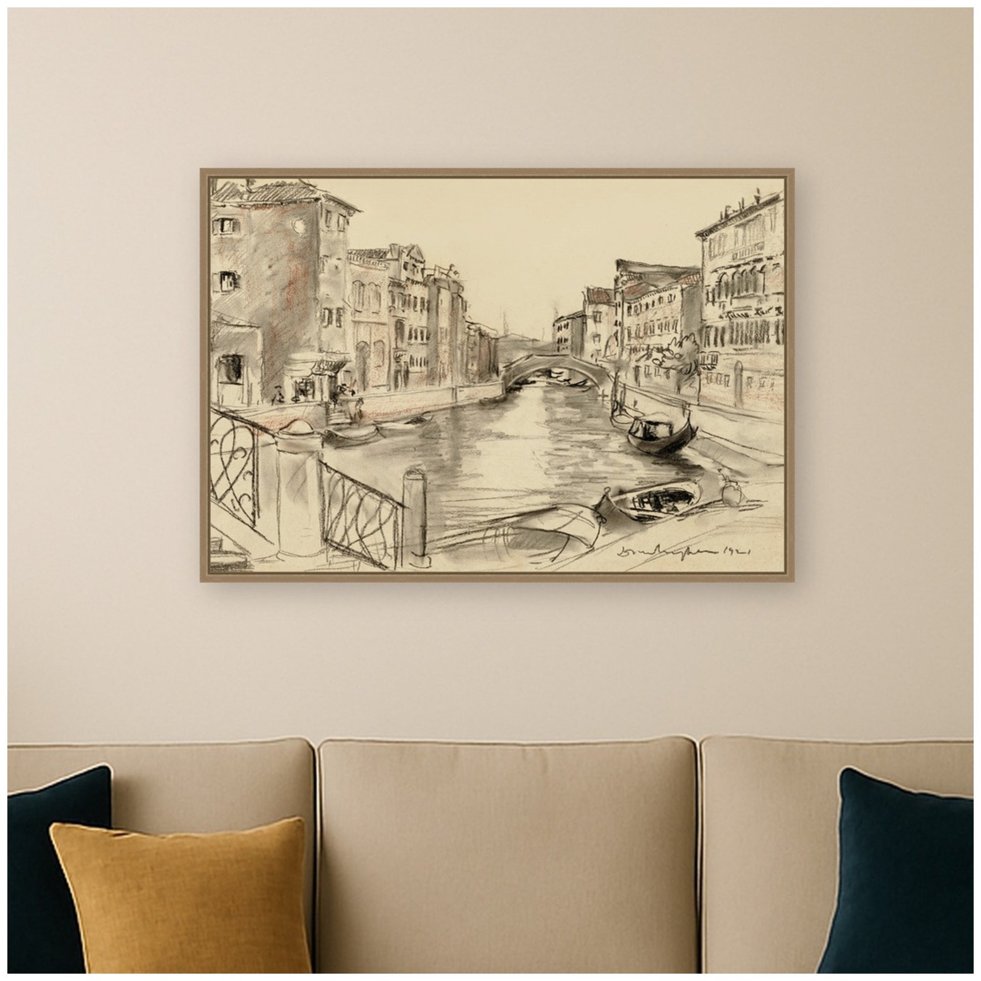 Framed Canvas 33x23 Sylvie Dark Gold 6