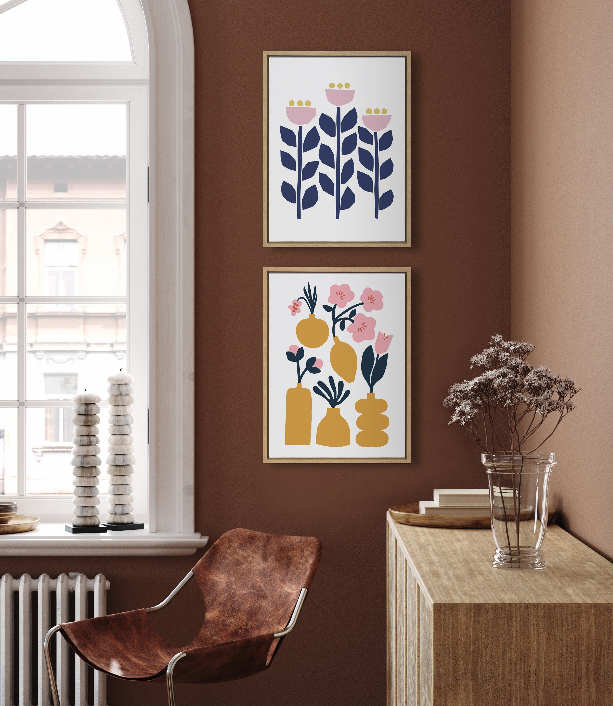 Sylvie Nordic Flowers Framed Canvas by Myriam Van Neste