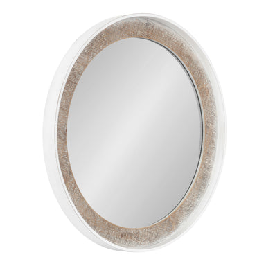 Round Mirror Rustic Brown White 26x26 1