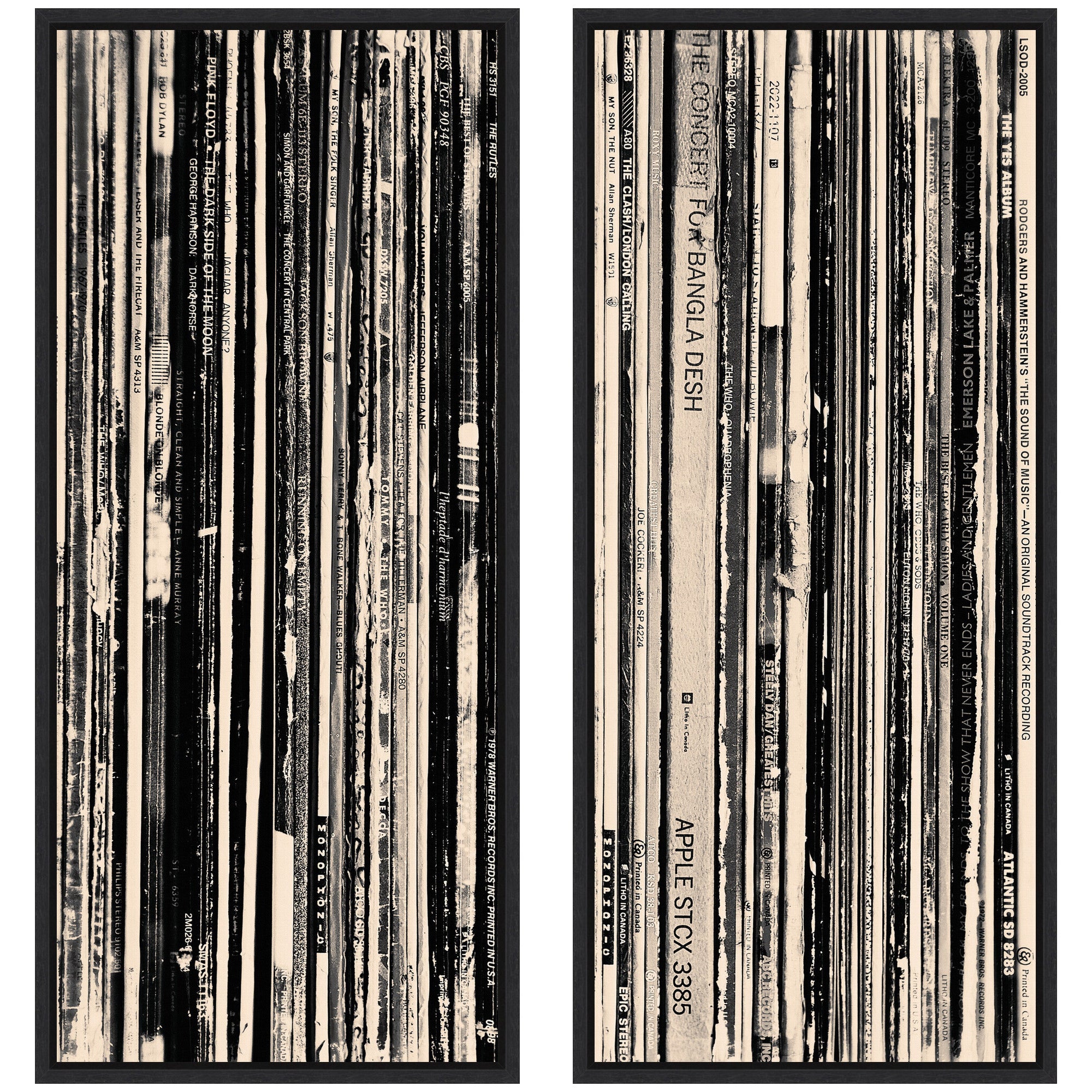 33 RPM Black and White Panel No. 1 & 2 2 Piece Framed Canvas Wall Art Set by Robert Cadloff