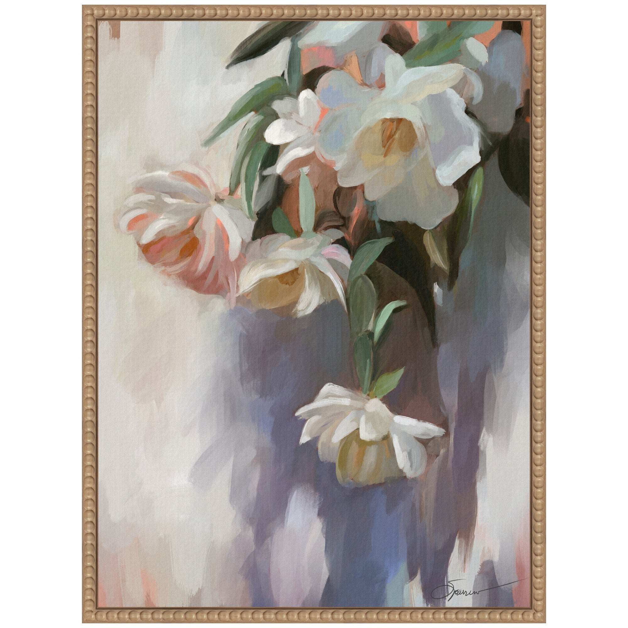 Sylvie Dangle Thumb Pastel Flower Bouquet Framed Canvas by Mary Sparrow