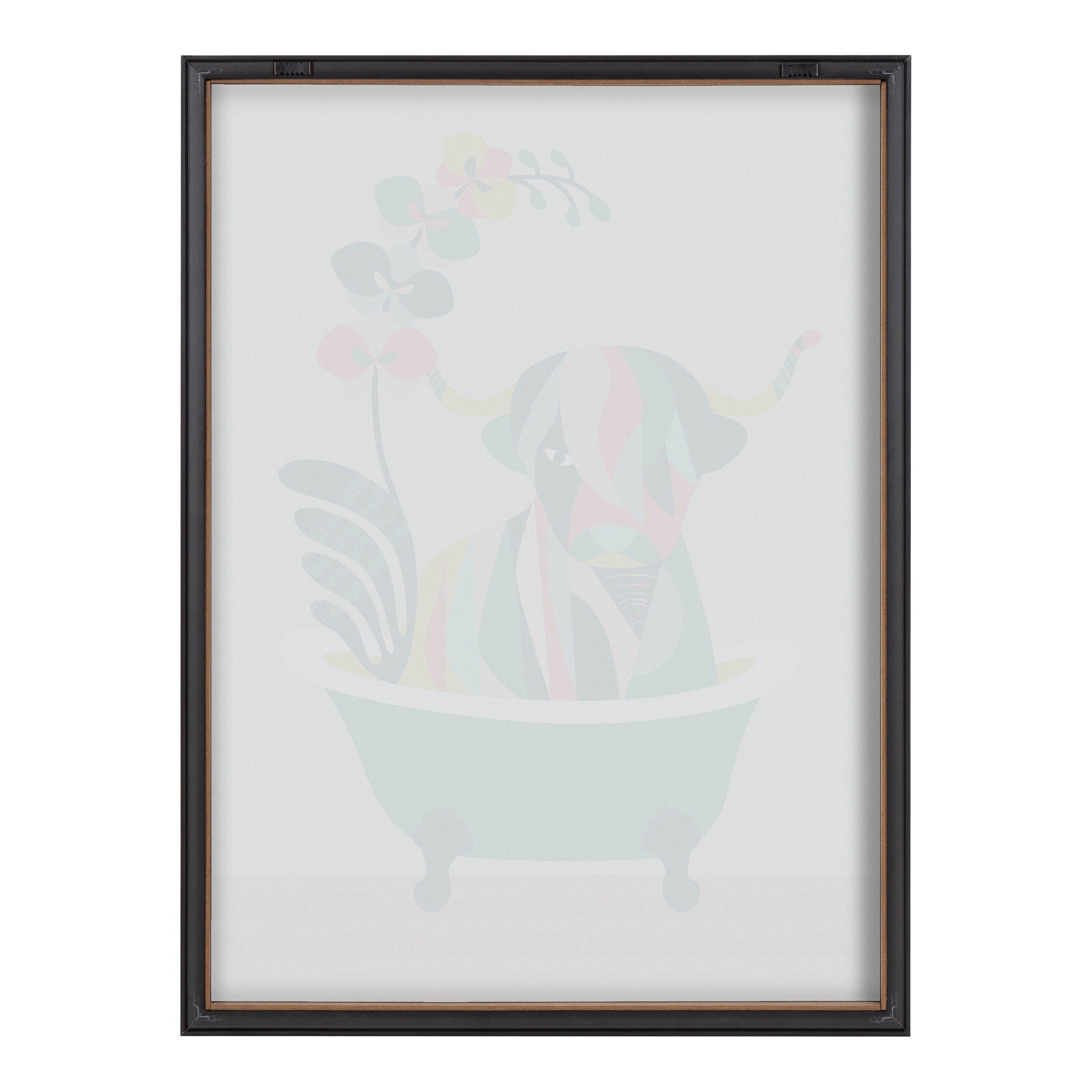 Blake Mid Century Modern Cow in Bathtub Framed Printed Glass by Rachel Lee of My Dream Wall