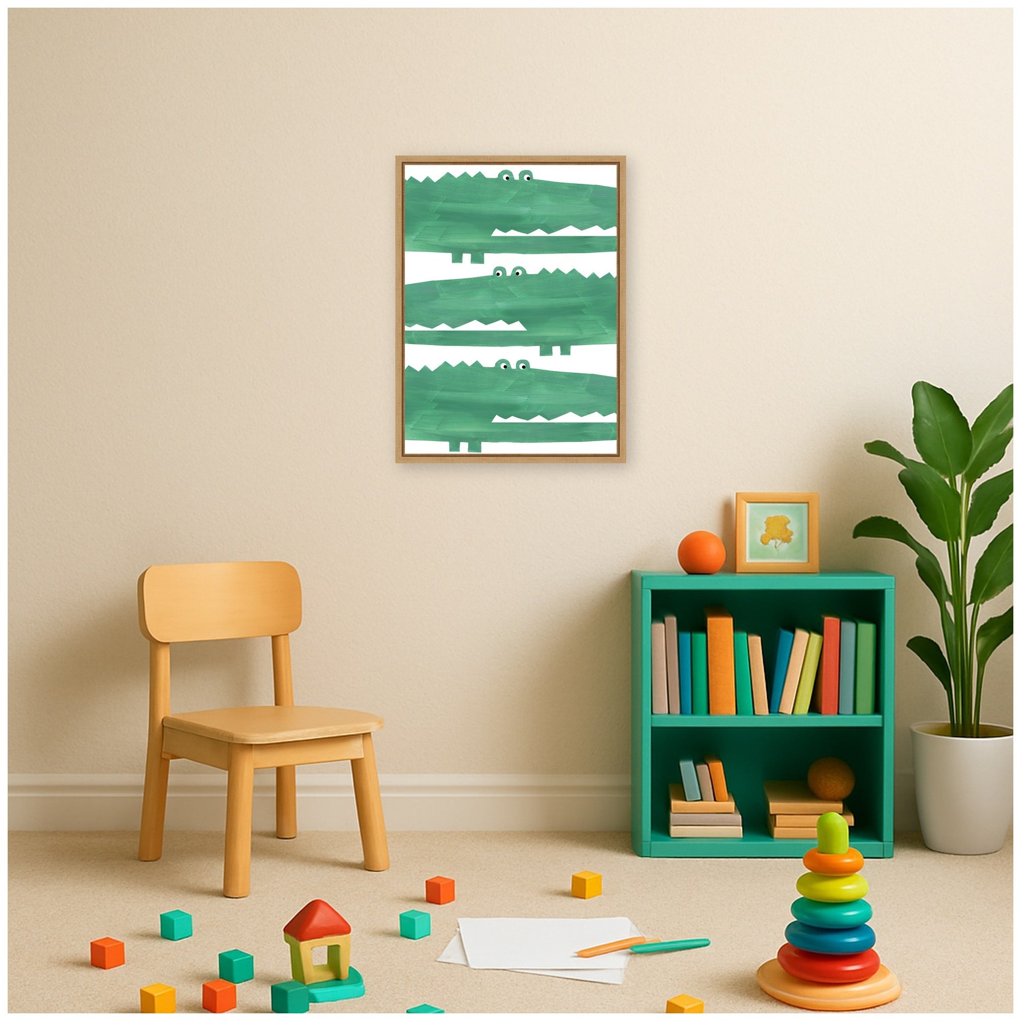 Chomp Chomp Crocodile by Alicia Abla Framed Canvas Wall Art Print