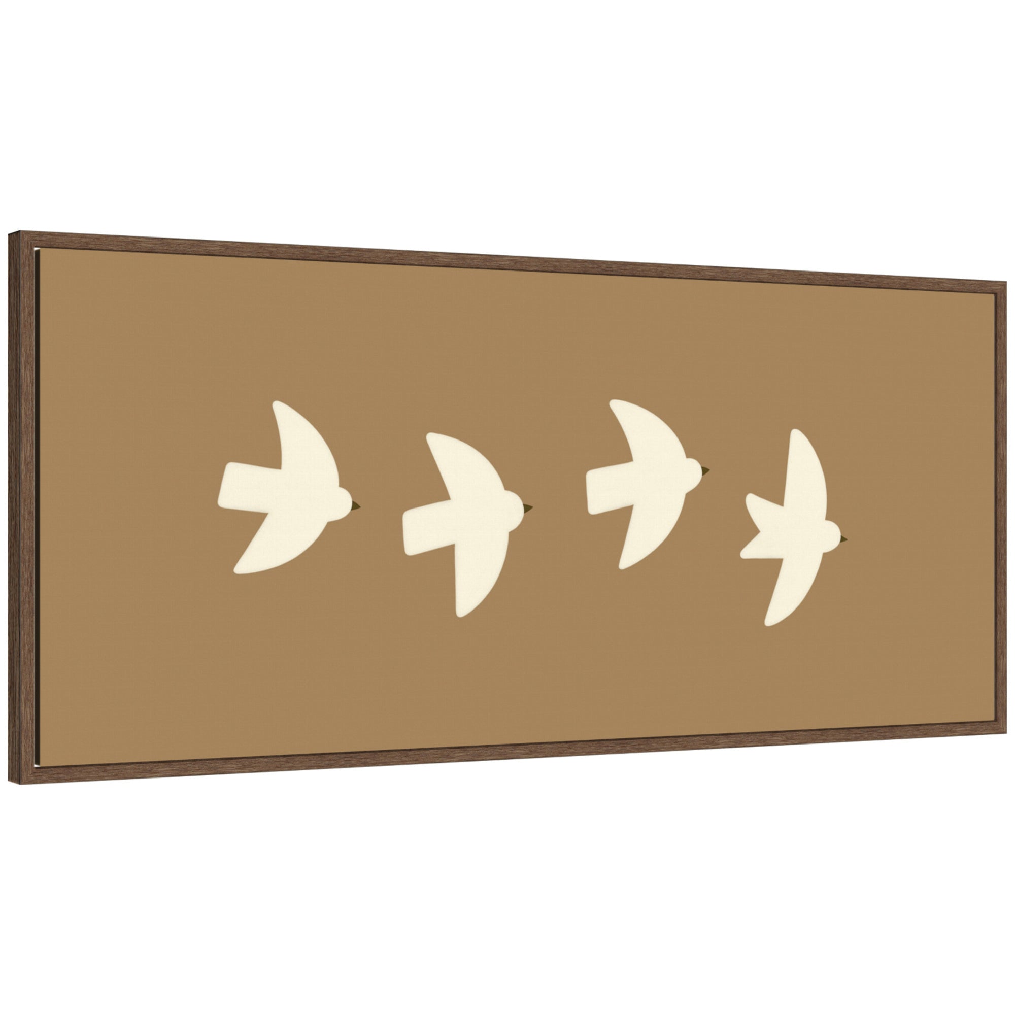 Minimalist Birds Panel 2 Brown by Laura Moss Framed Canvas Wall Art Print