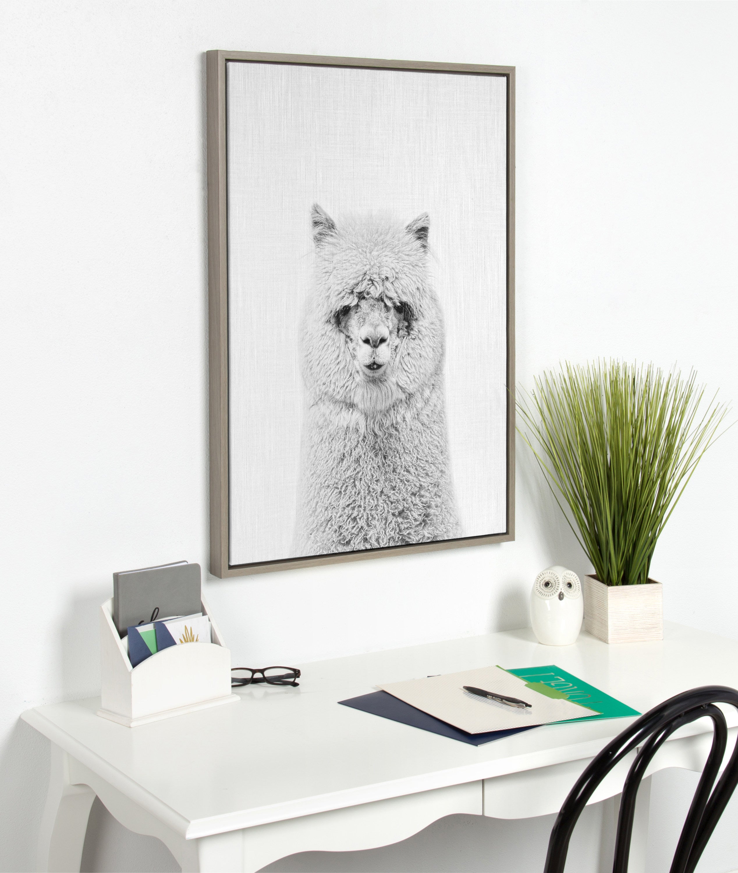Sylvie Hairy Alpaca Framed Canvas by Simon Te of Tai Prints