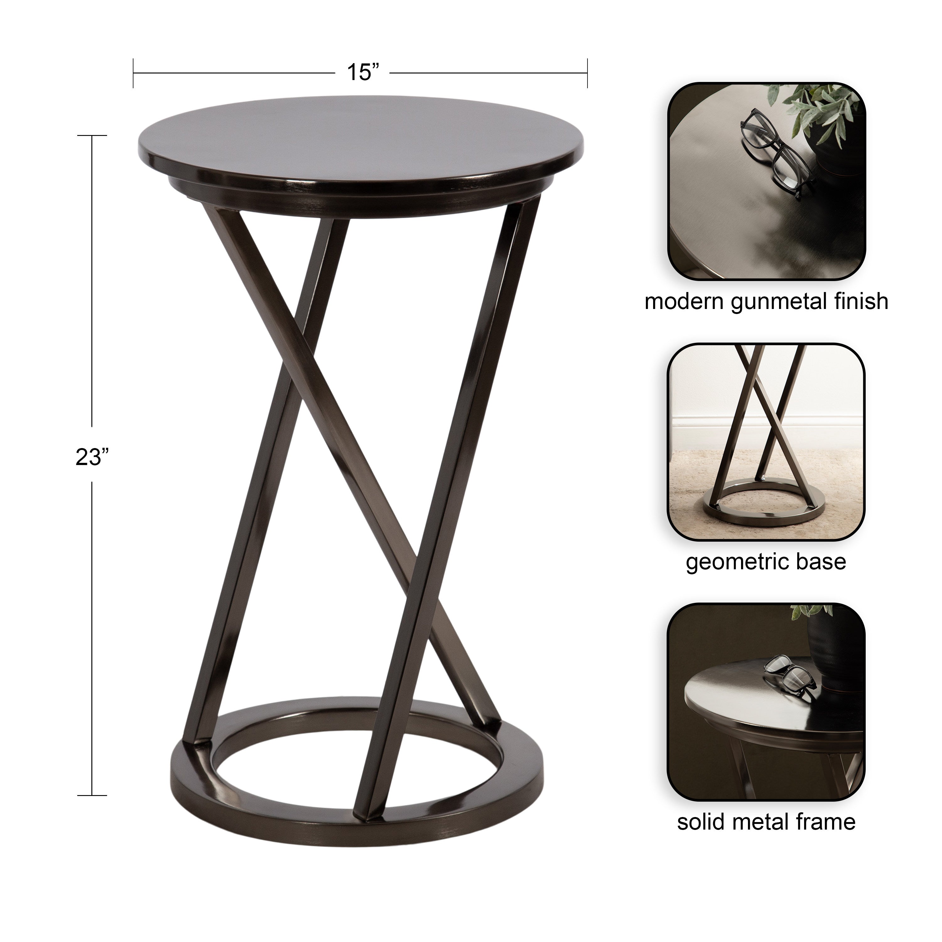 Side Table Pewter 15x15x23 2