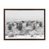 Sylvie Herd of Highland Cows Black and White Framed Canvas by The Creative Bunch Studio