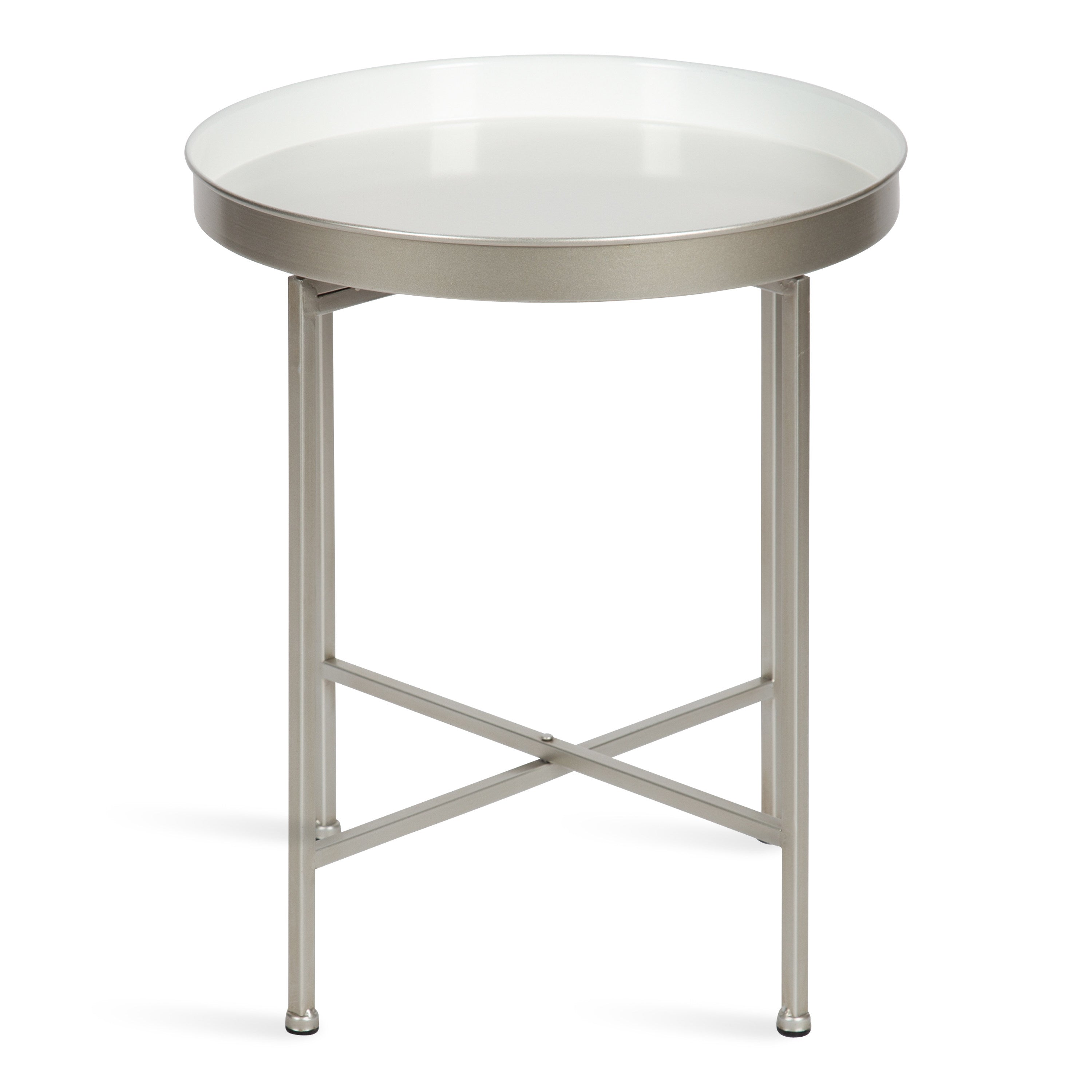 Side Table Silver White 18.25x18.25x22 3