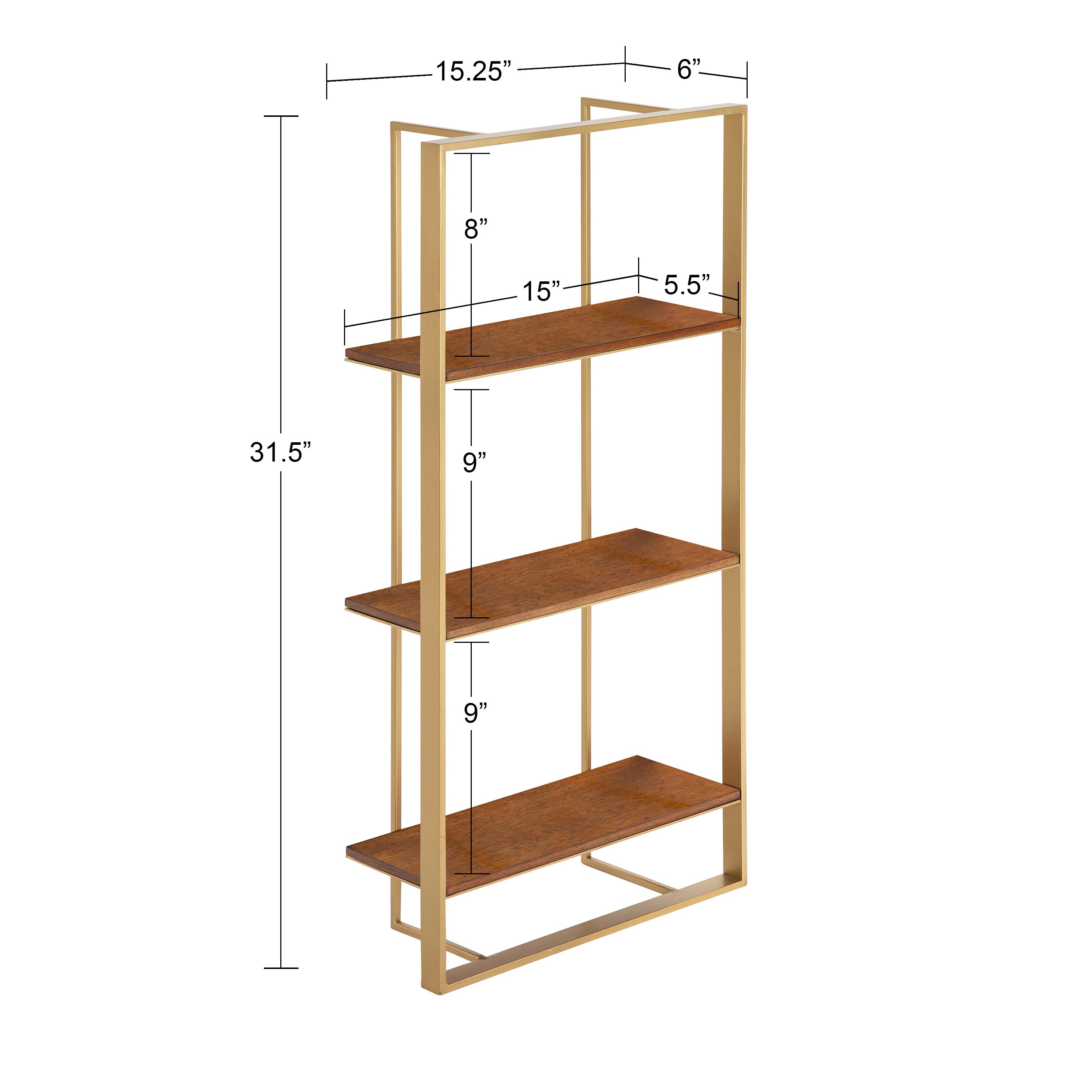 Accent Shelf 15x32 Walnut Brown Gold 2