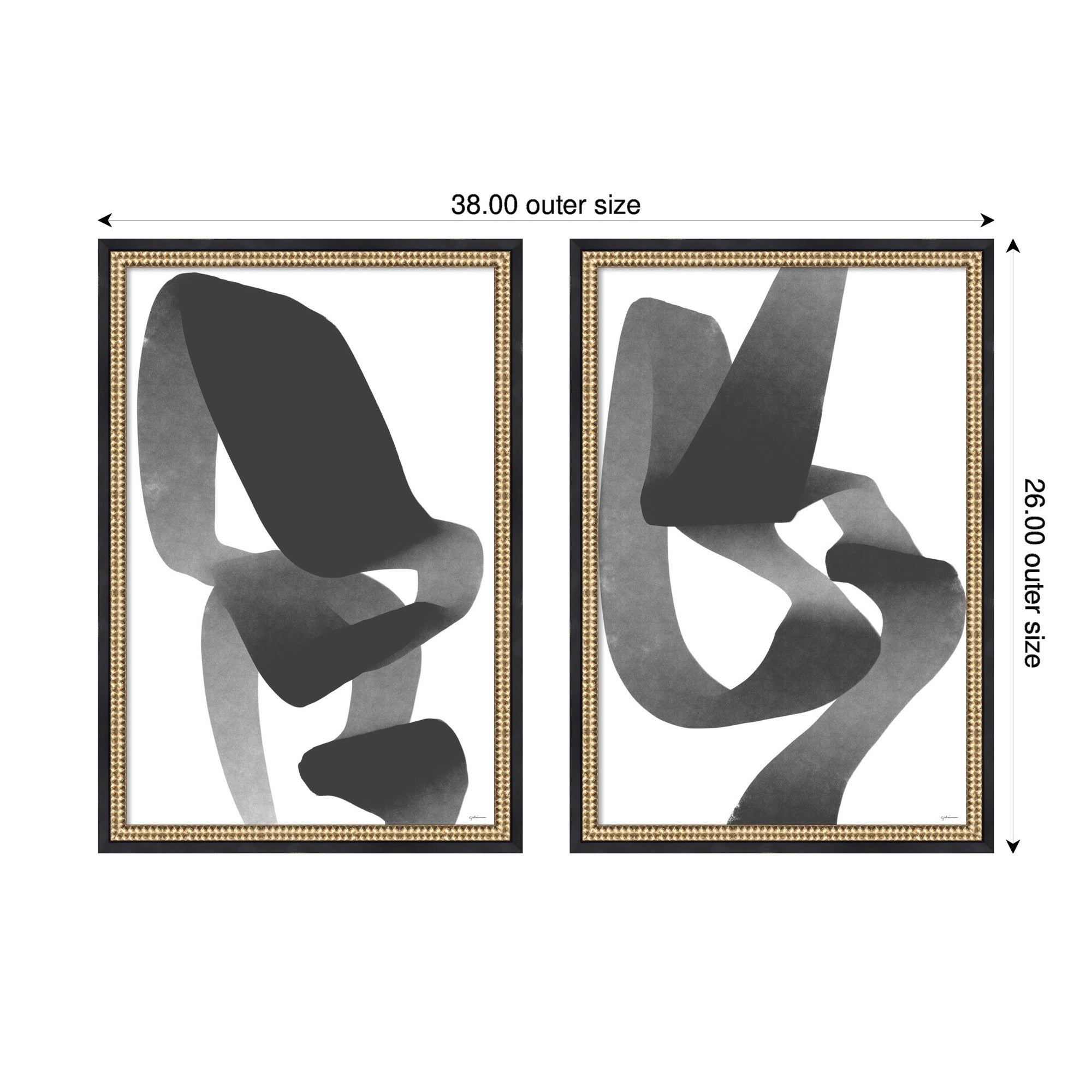 Black and White Abstract 01 & 02 2 Piece Framed Wall Art Print Set by Gabrielly Guedes
