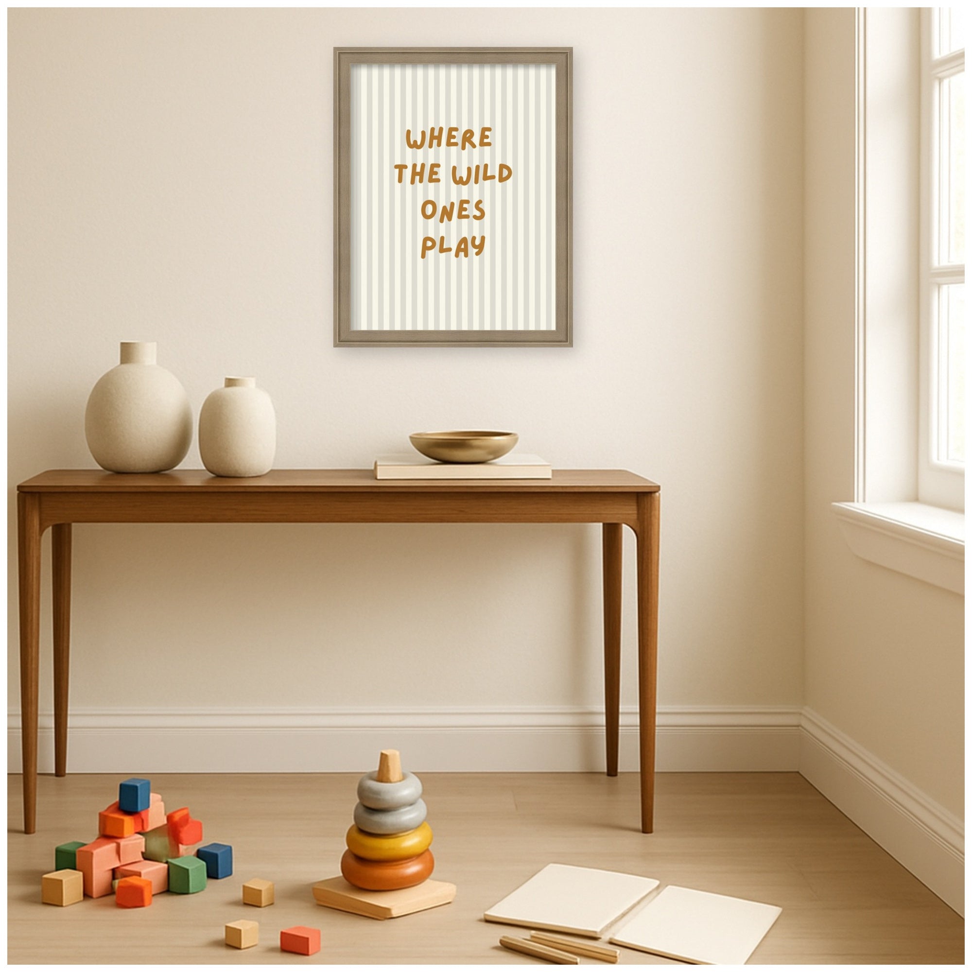 Where the Wild Ones Play Striped by Laura Moss Framed Mounted Canvas Wall Art Print