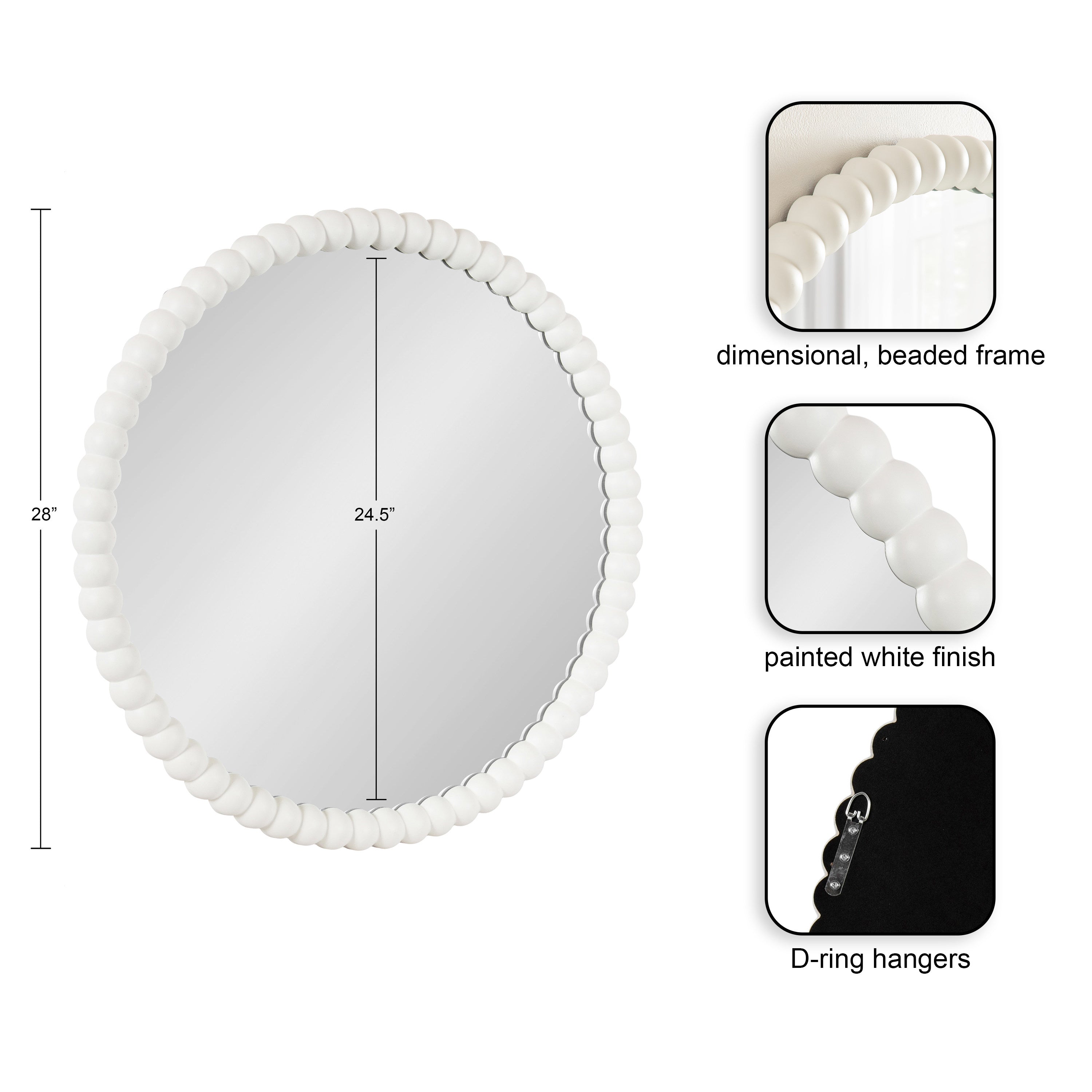 Round Mirror 28x28 White 2