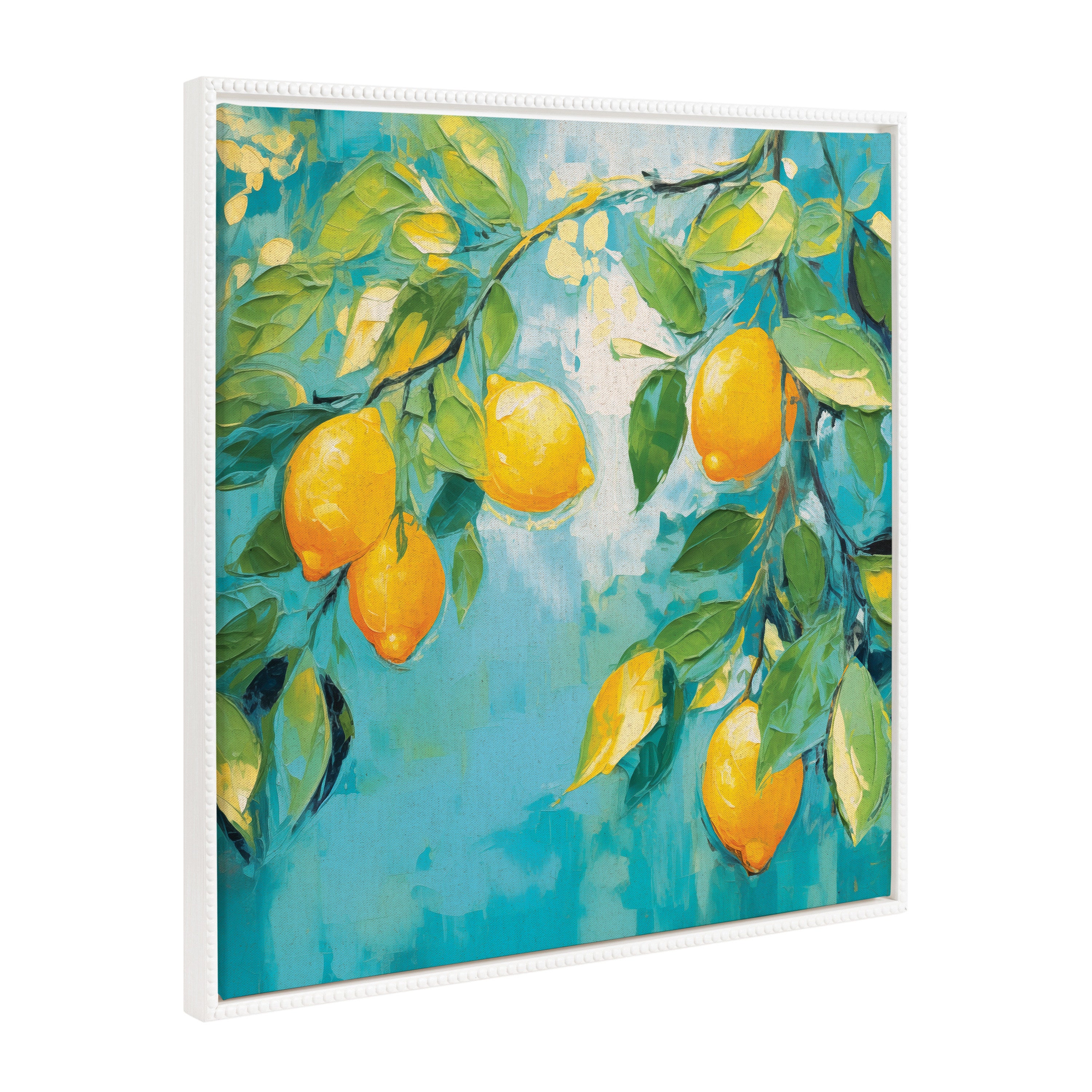 Framed Canvas 30x30 Sylvie Beaded White 1