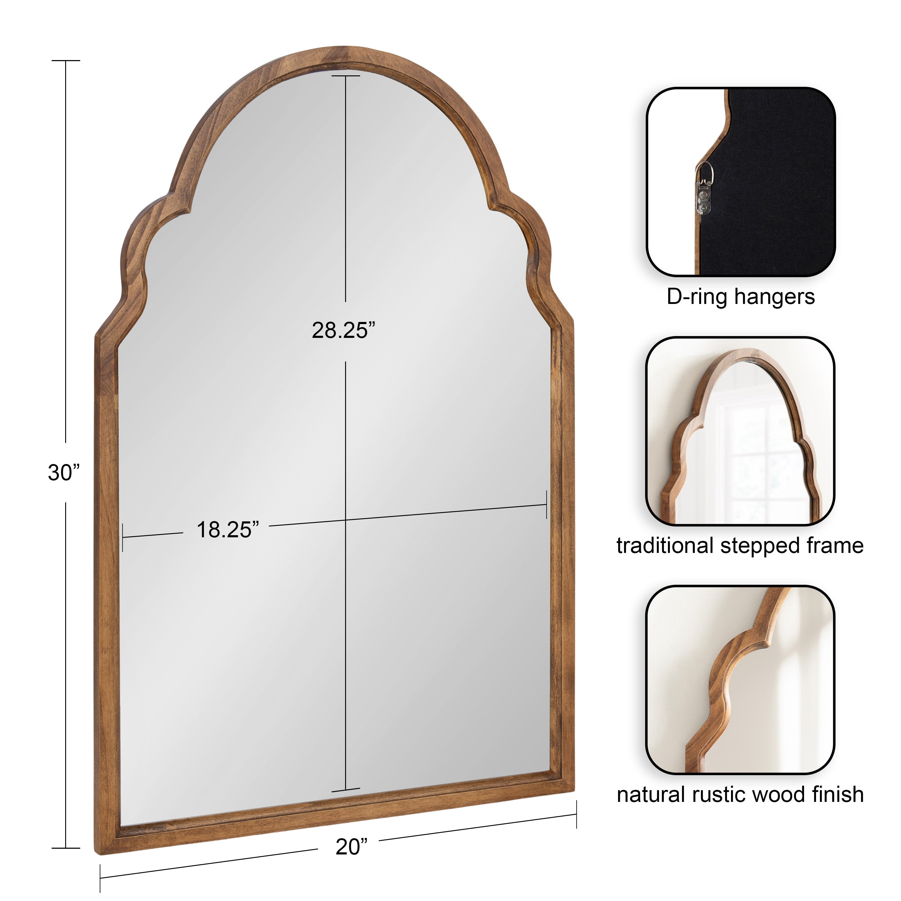 Arch Mirror Rustic Brown 20x30 2