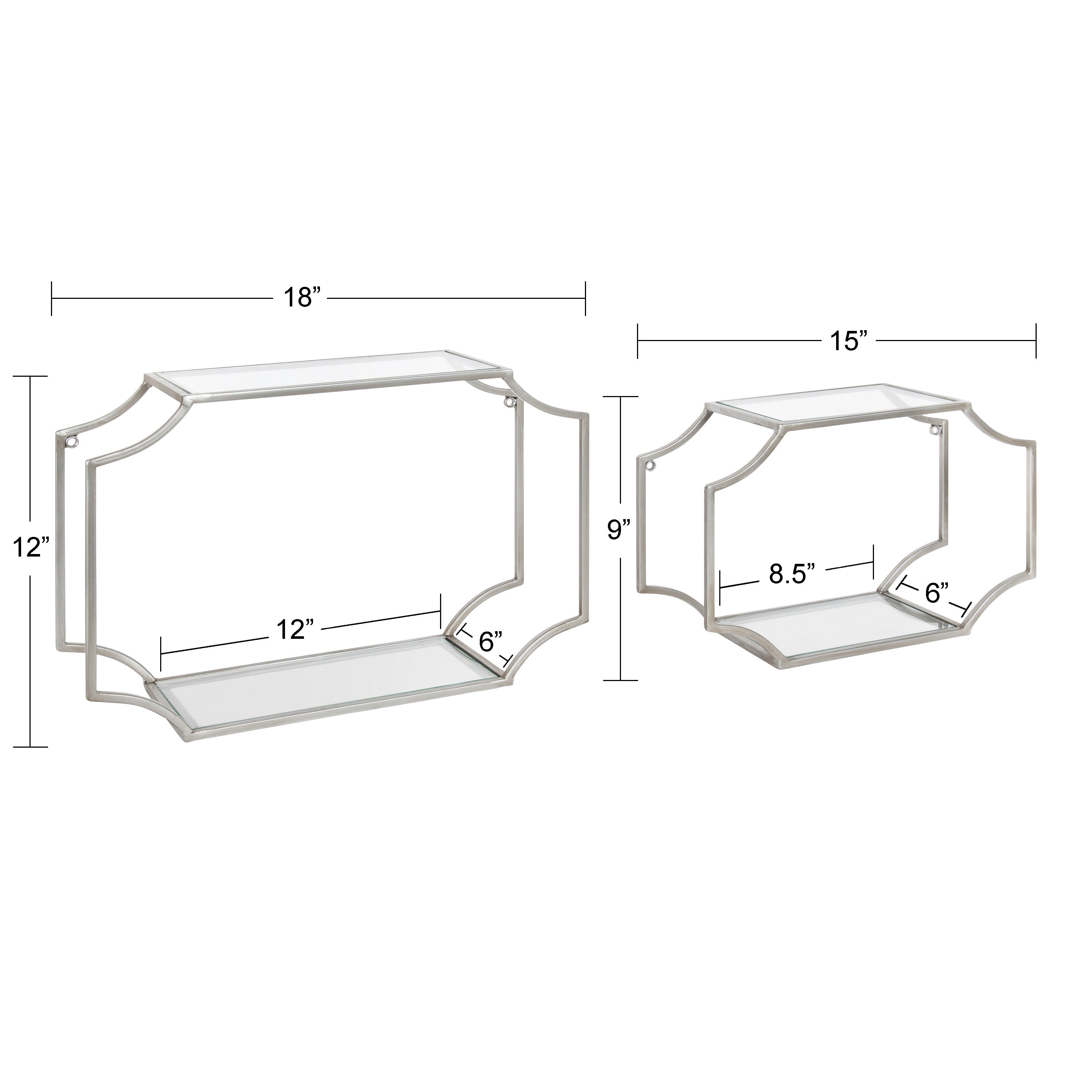 Accent Shelf Silver 2 Piece 18 inch 2