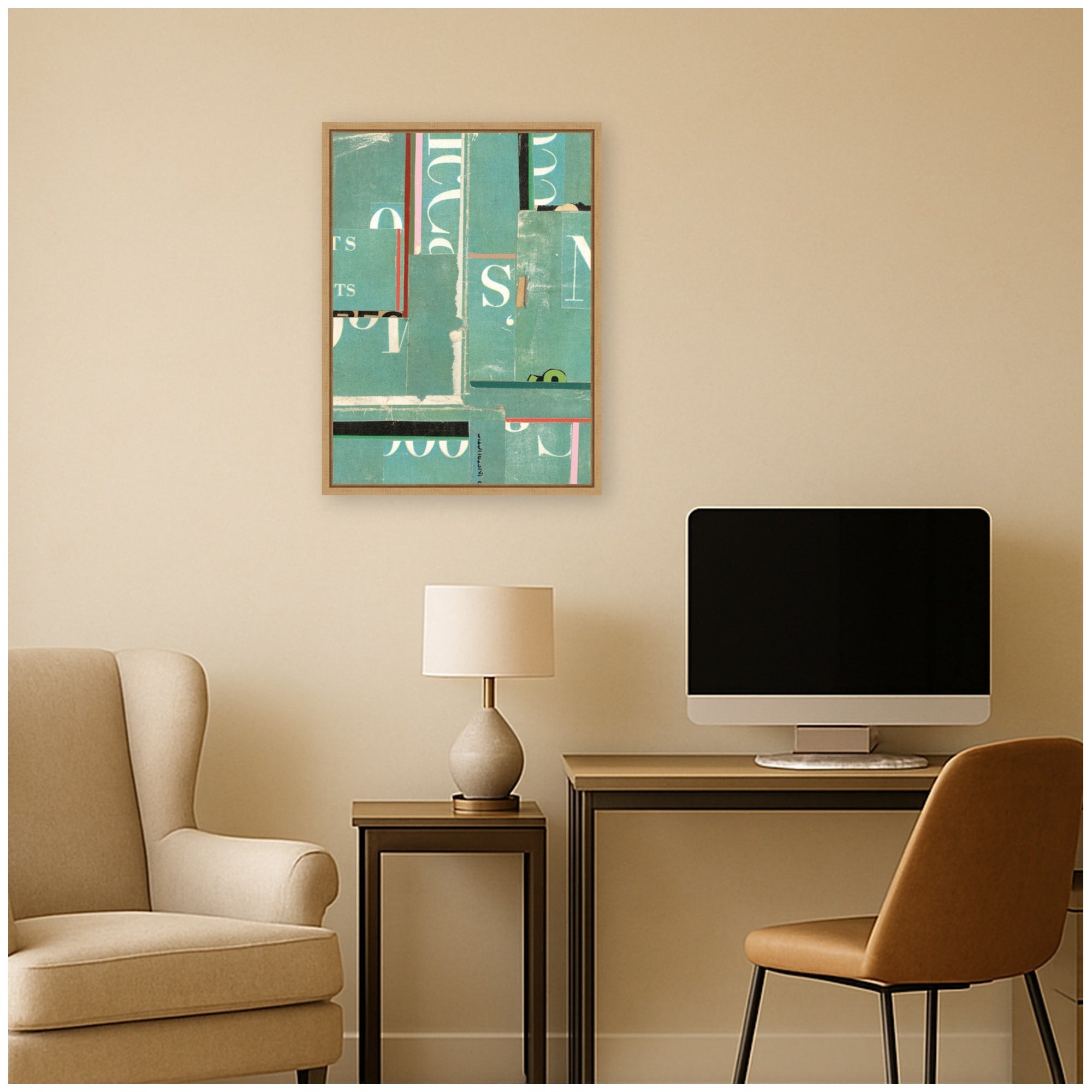 Typography Green FC by Felicia Dadak Framed Canvas Wall Art Print