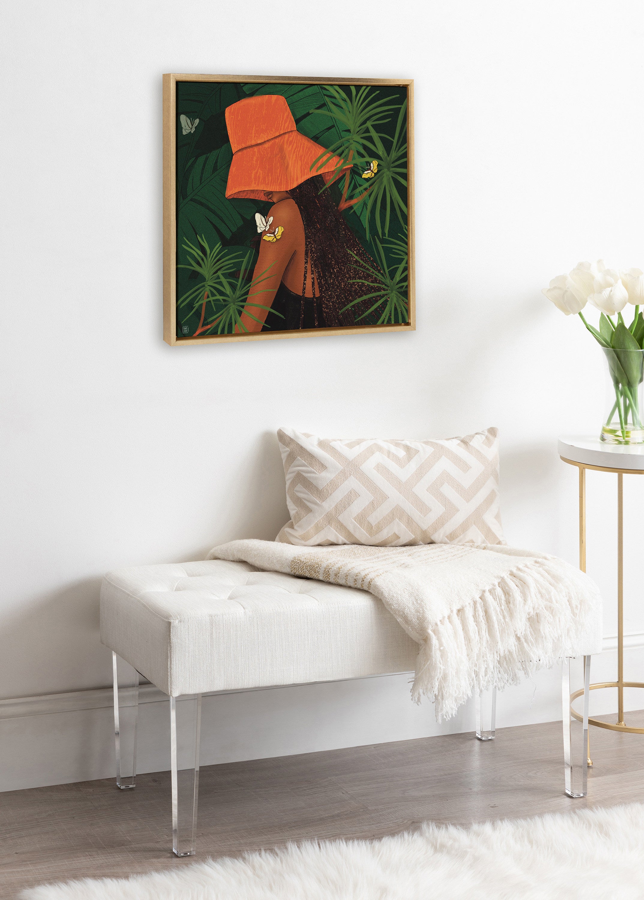 Framed Canvas Sylvie Dark Gold 22x22 5