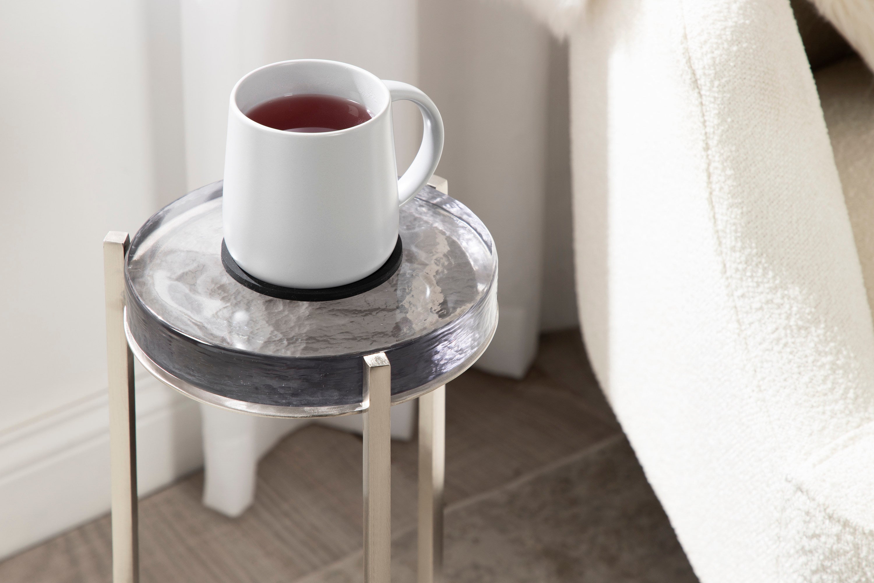 Drink Table Gray Silver 9x9x23 7
