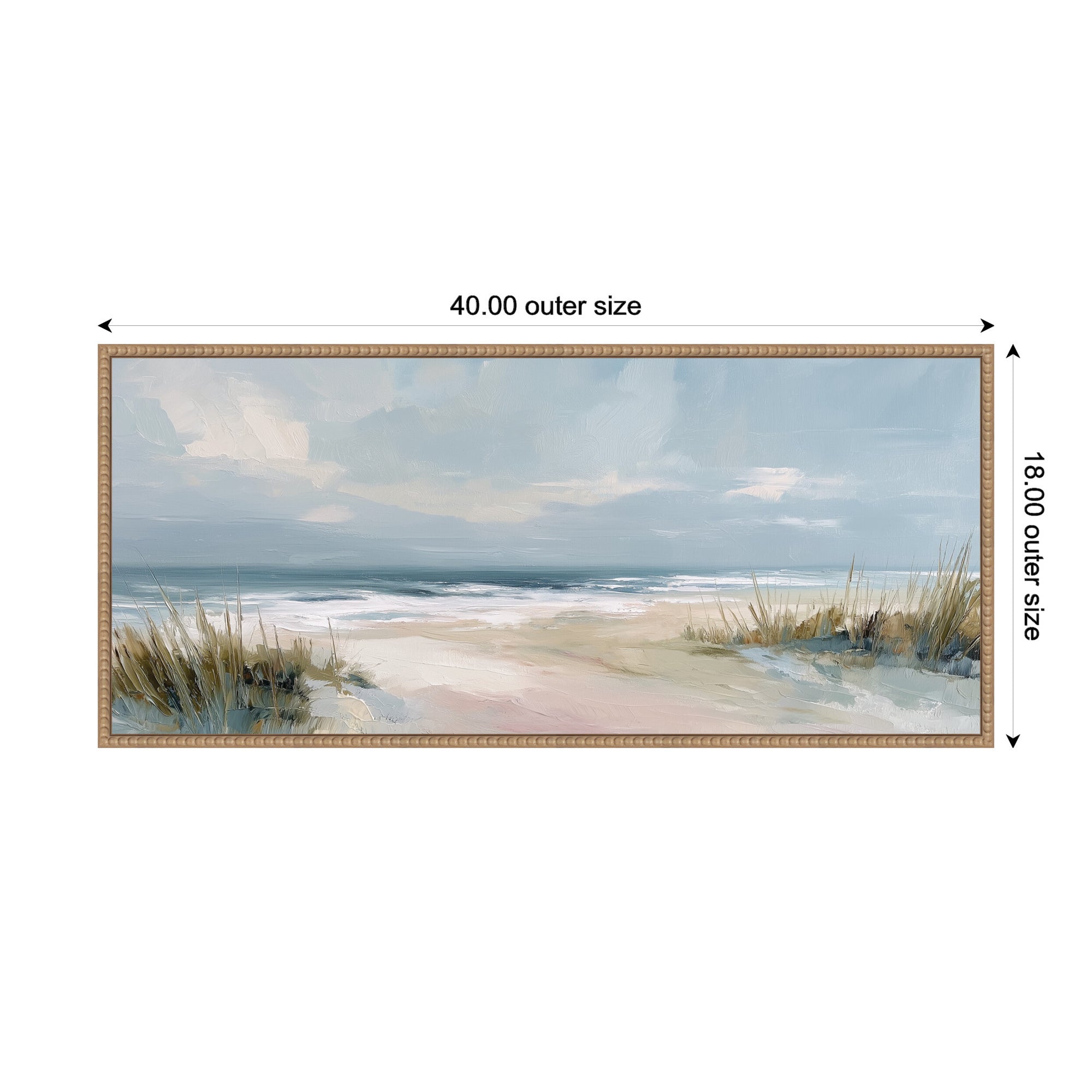 Framed Canvas 40x18 Sylvie Beaded Rustic Natural 6
