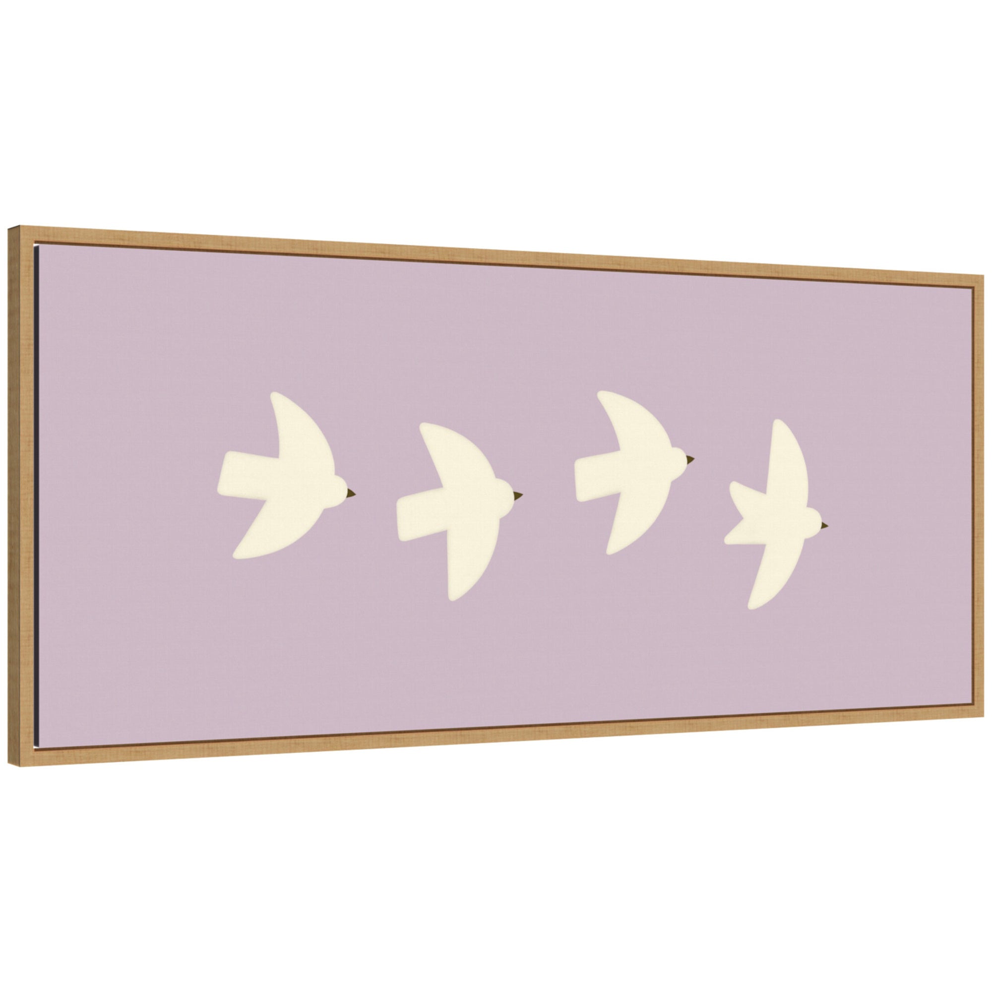 Minimalist Birds Panel 3 Light Purple by Laura Moss Framed Canvas Wall Art Print