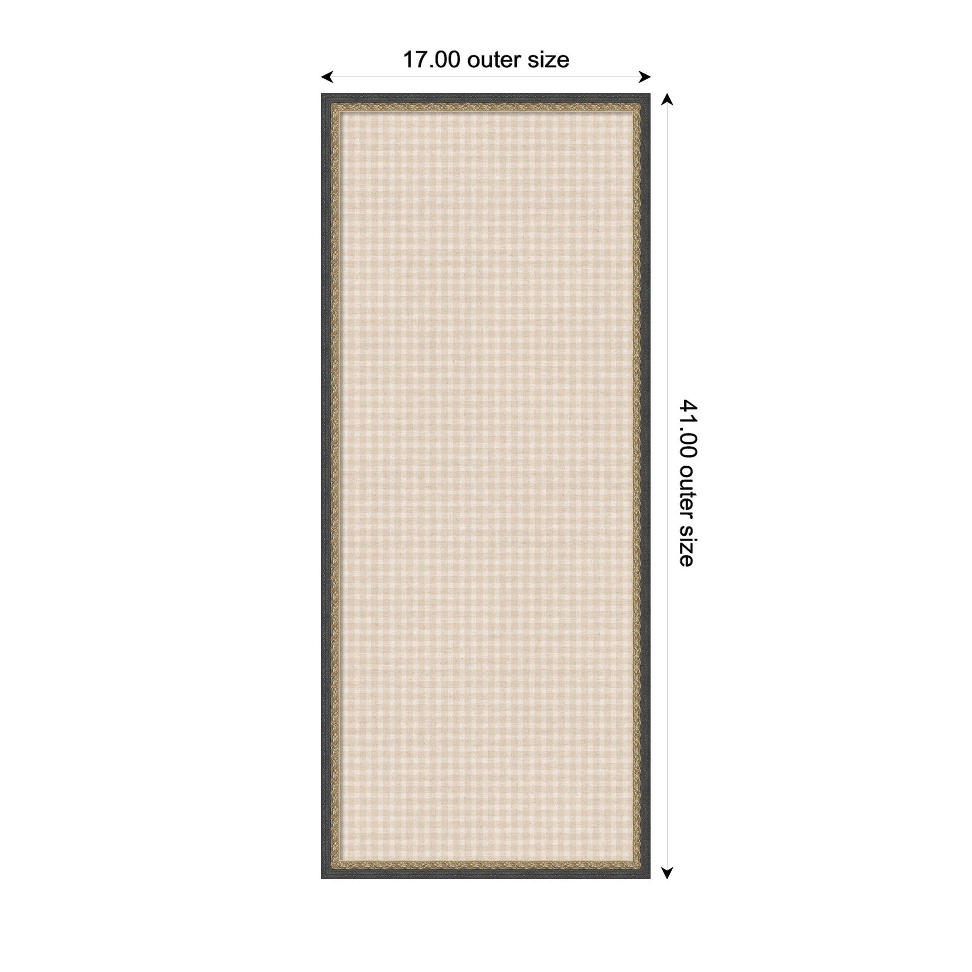 Framed Fabric Pinboard Mini Gingham Neutral Linen Wall Organization