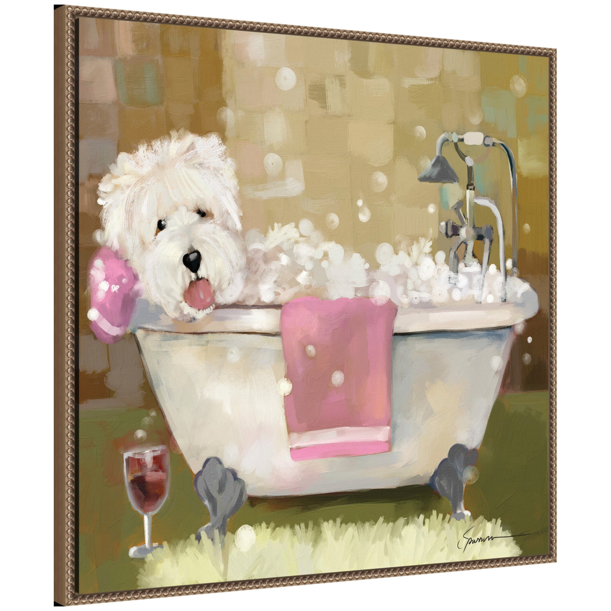 Sylvie Tiny Bubbles Framed Canvas by Mary Sparrow