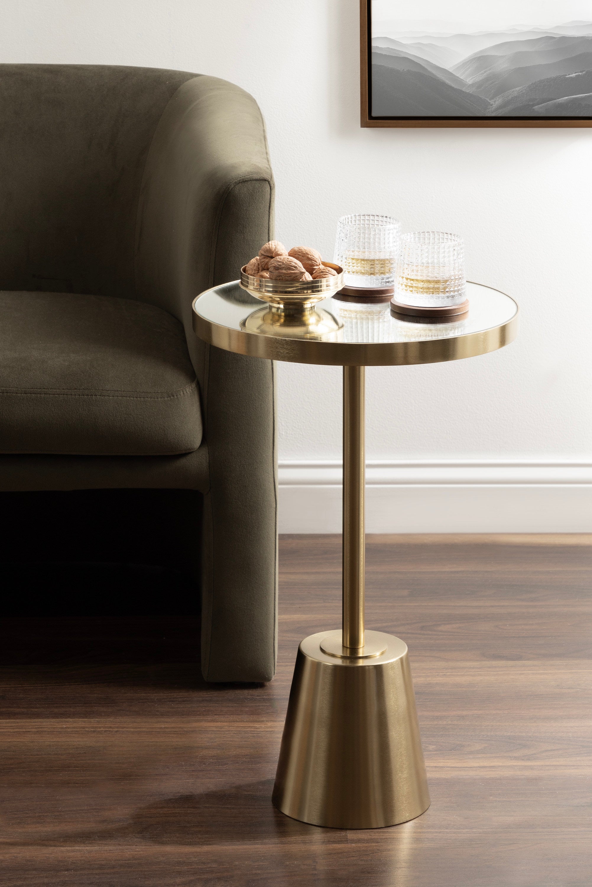 Side Table Mirror Gold 14x14x24 6